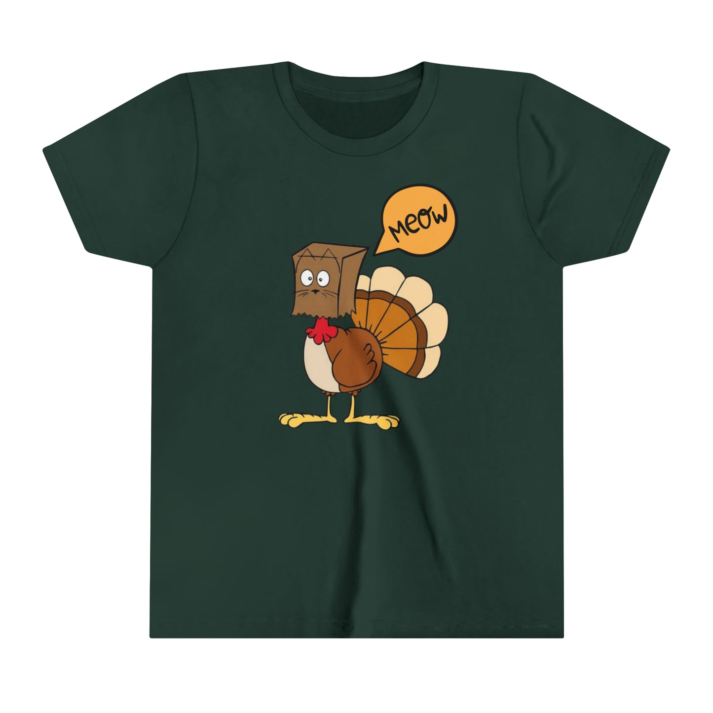 Thanksgiving Funny Turkey Meowing Youth Short Sleeve Tee