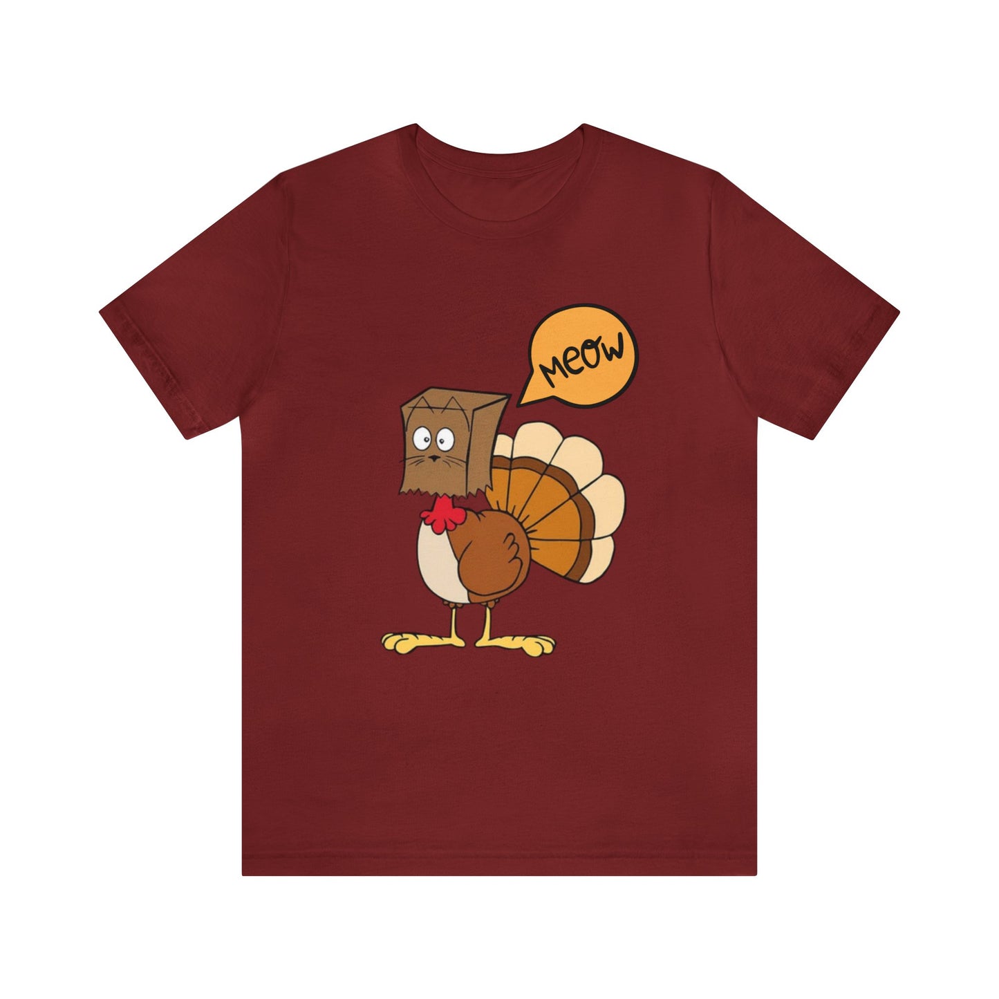 Thanksgiving Funny Turkey Cat Unisex Jersey Short Sleeve Tee