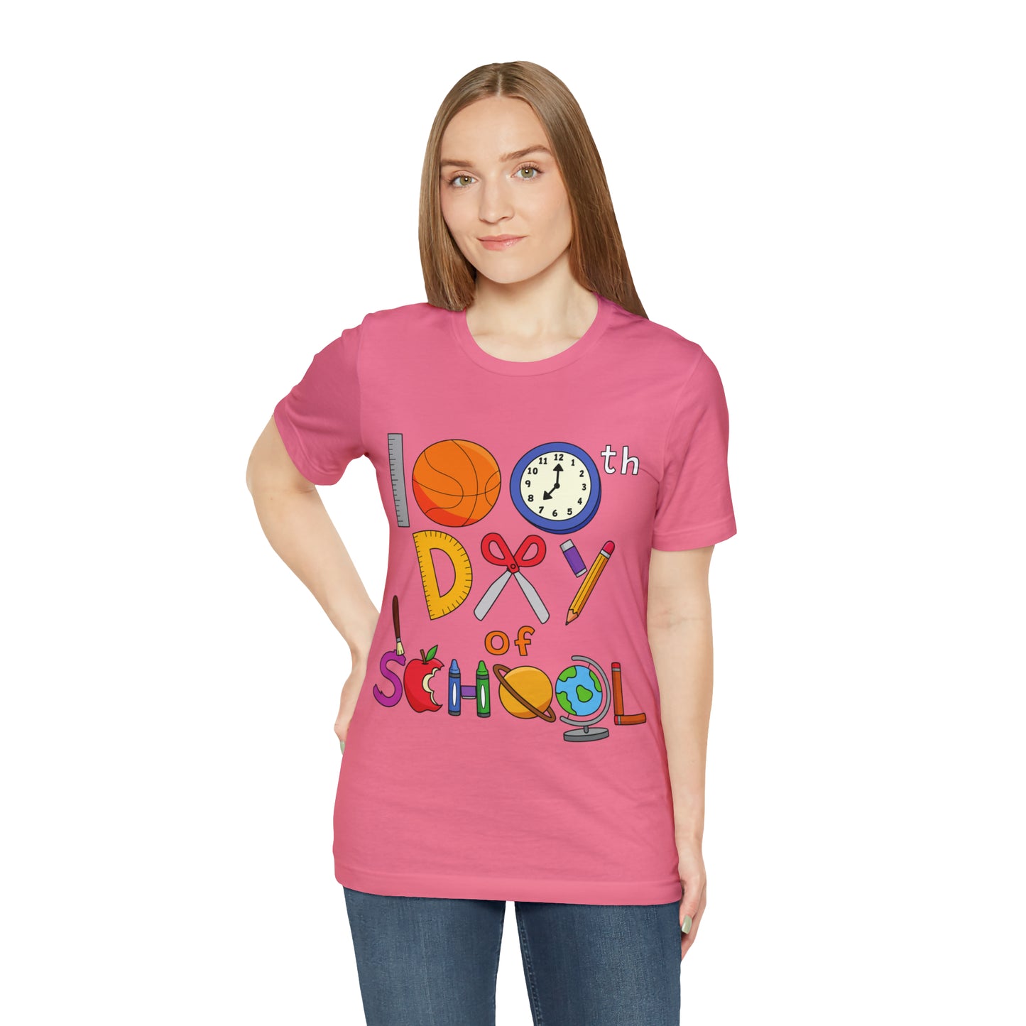 100th Day of School Teacher T- Shirt - Unisex Jersey Short Sleeve Tee