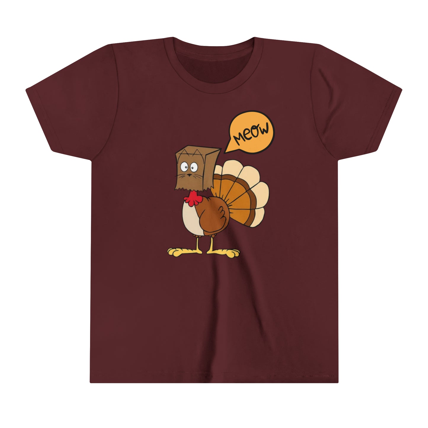 Thanksgiving Funny Turkey Meowing Youth Short Sleeve Tee