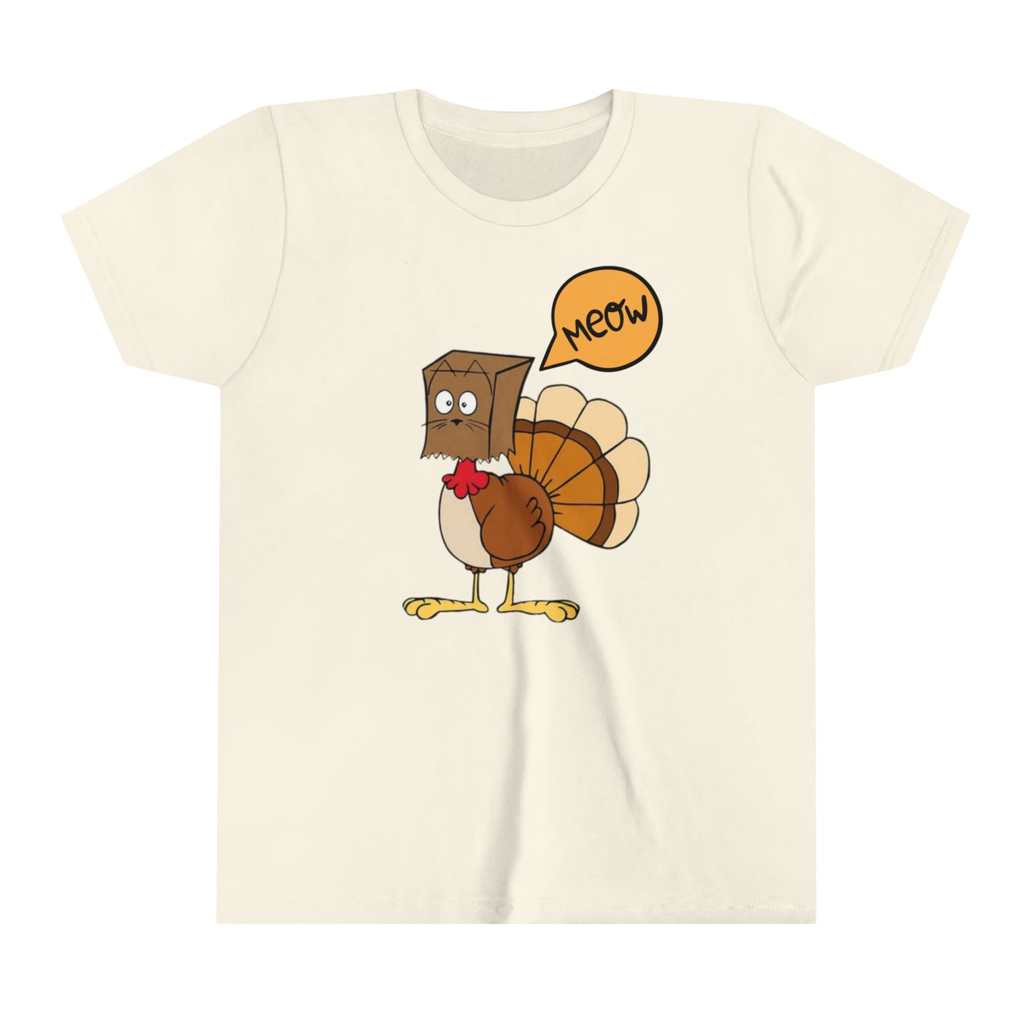 Thanksgiving Funny Turkey Meowing Youth Short Sleeve Tee