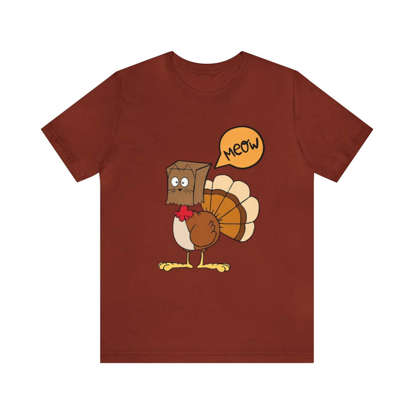 Thanksgiving Funny Turkey Cat Unisex Jersey Short Sleeve Tee