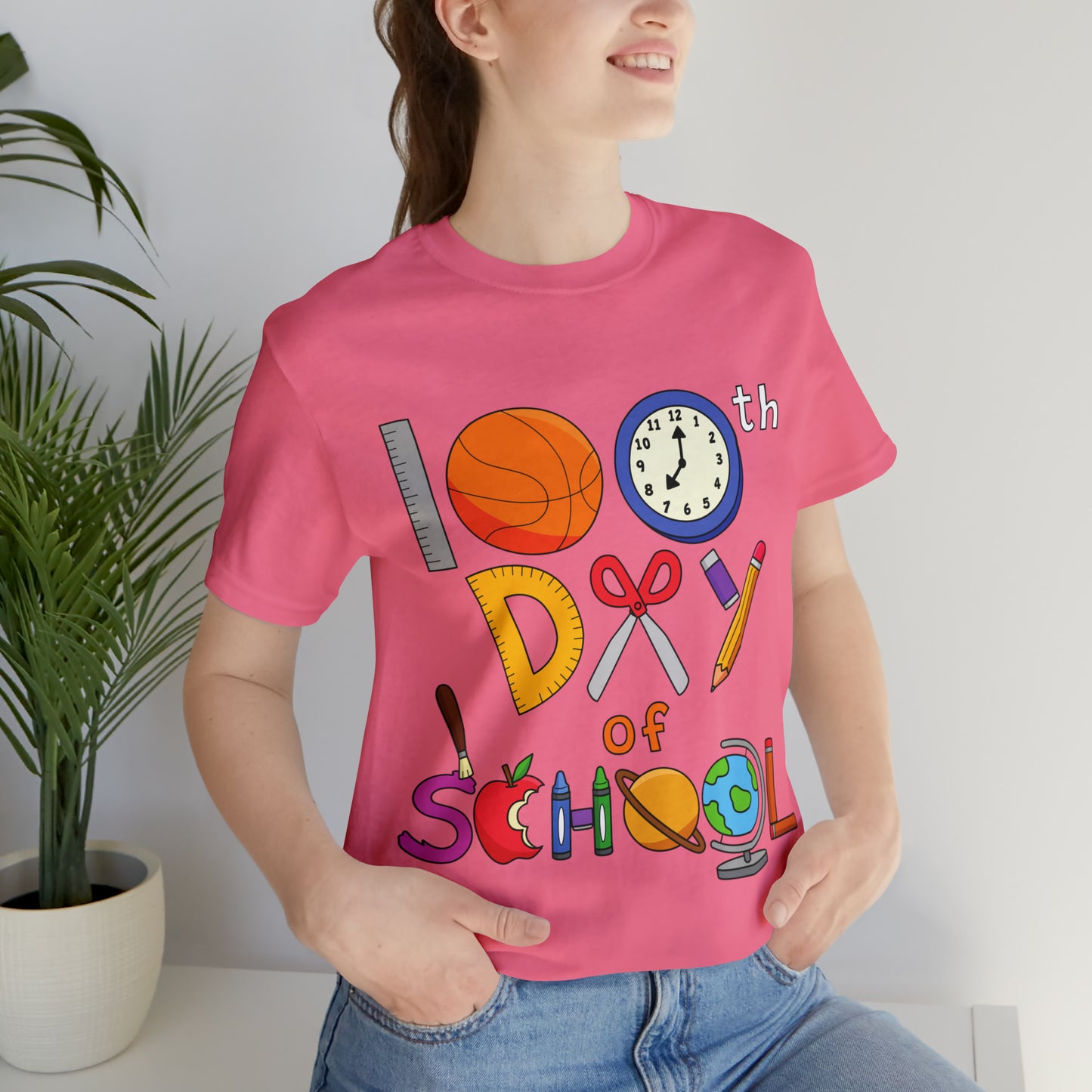 100th Day of School Teacher T- Shirt - Unisex Jersey Short Sleeve Tee