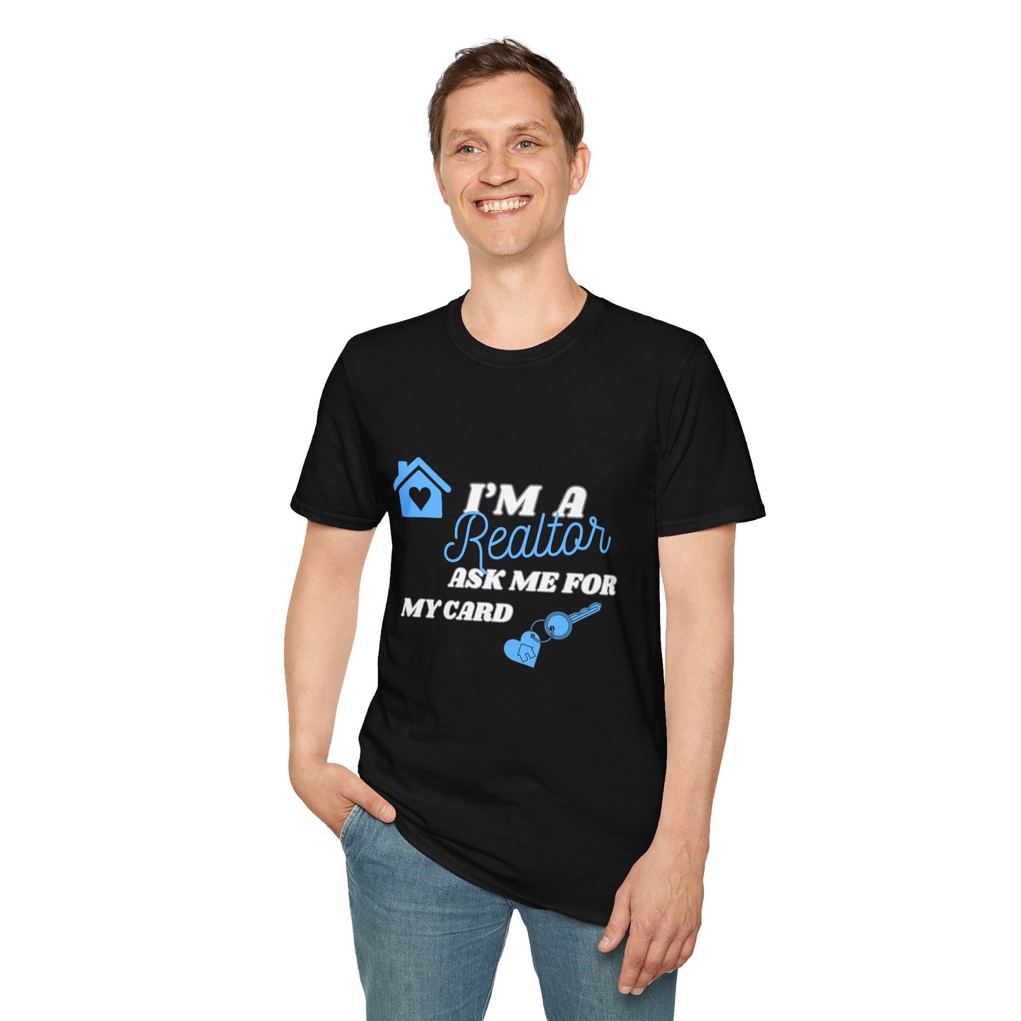 Realtor T-Shirt - Ask me for my card ( light blue)
