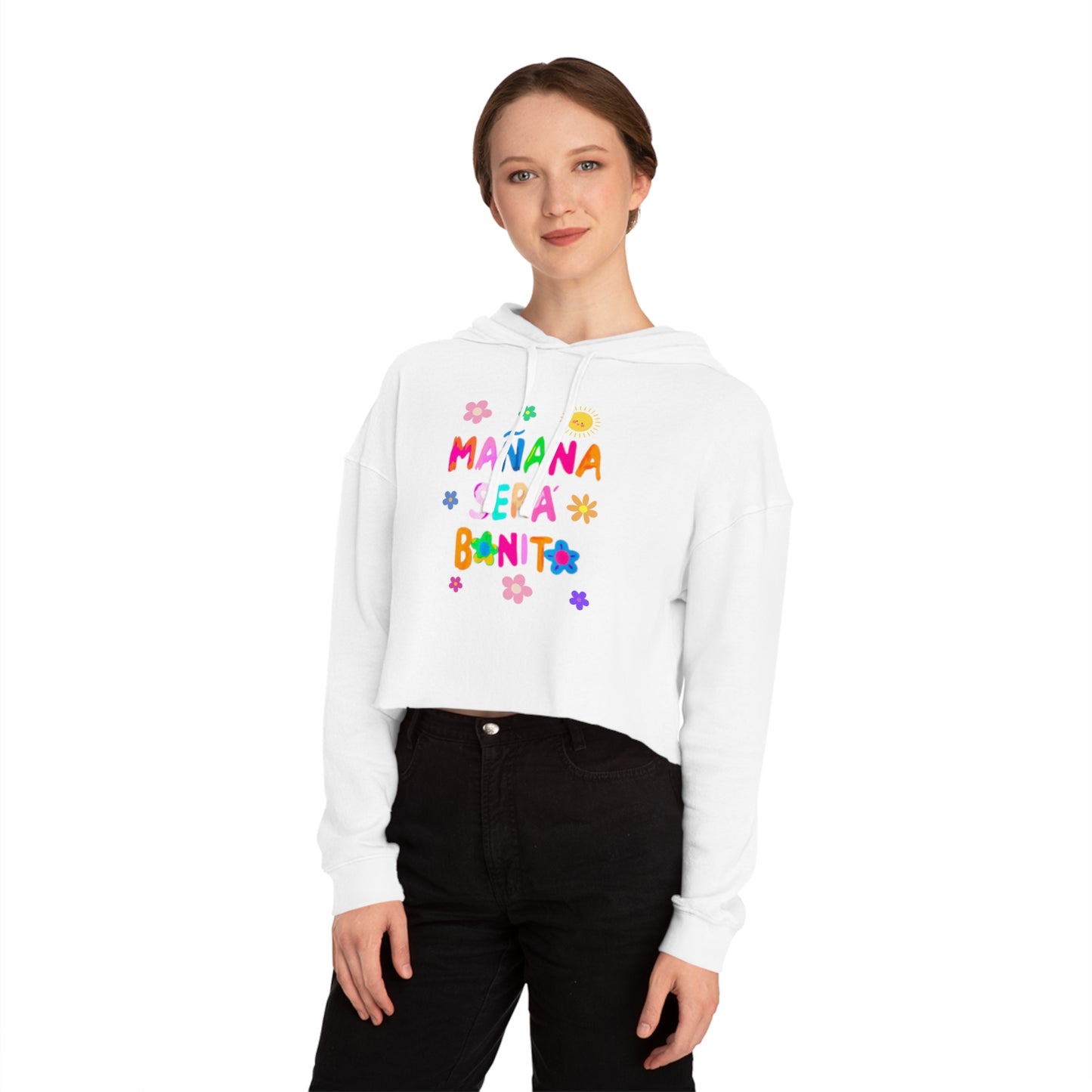 Mañana Sera Bonito - Womens Cropped Hooded Sweatshirt