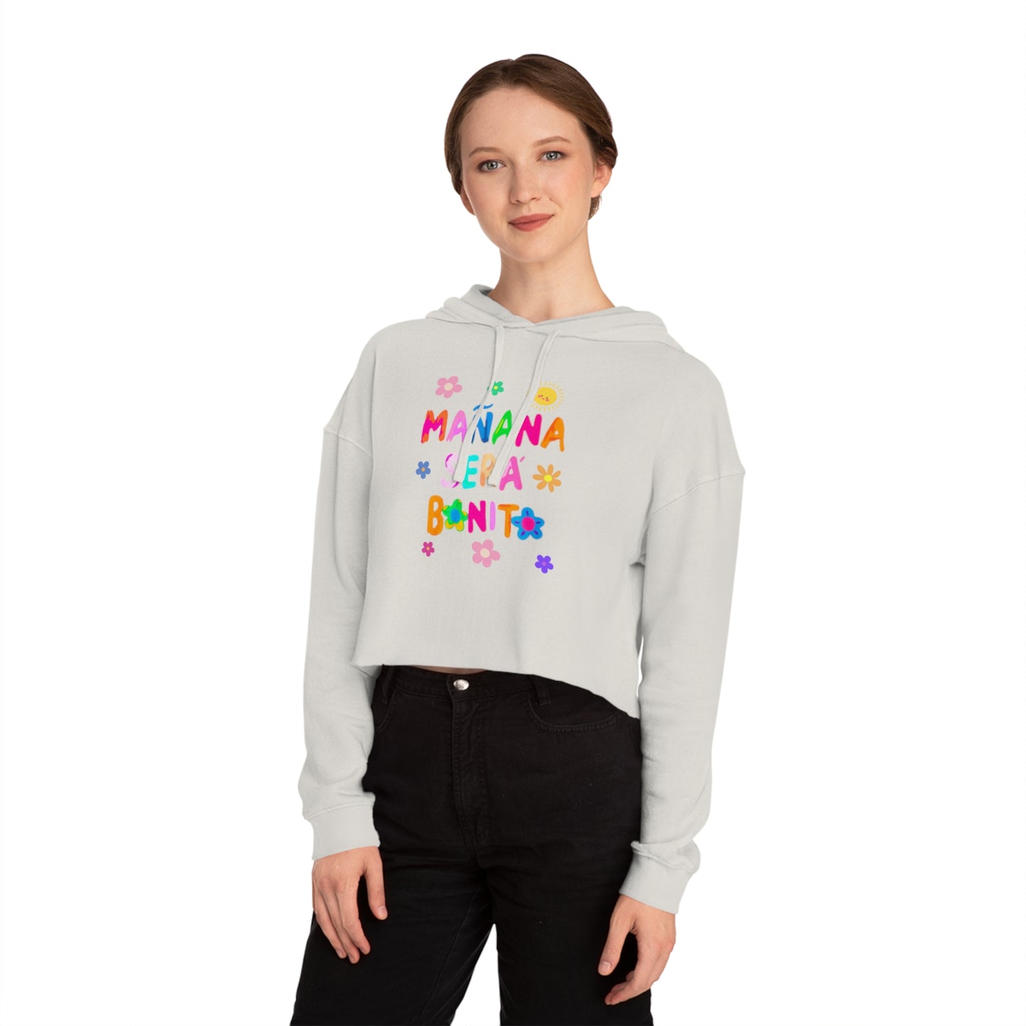 Mañana Sera Bonito - Womens Cropped Hooded Sweatshirt