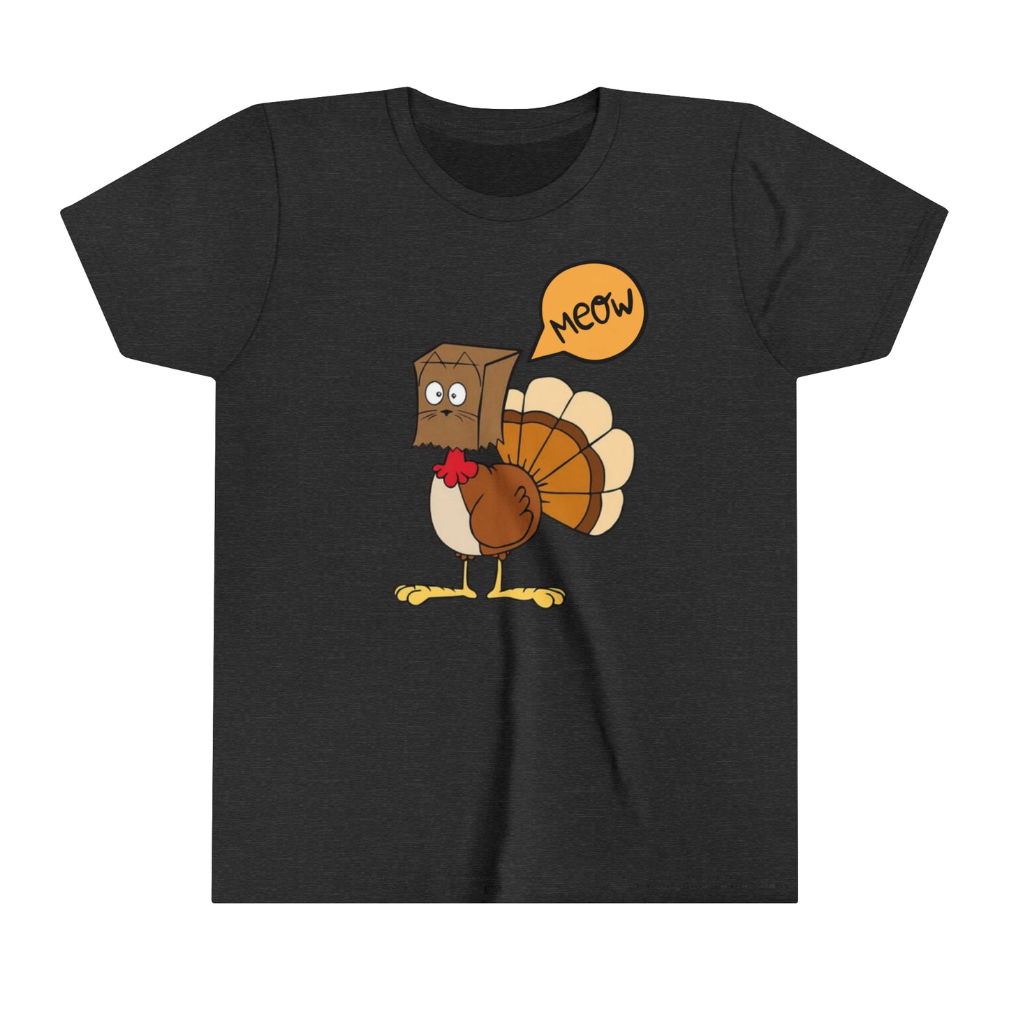 Thanksgiving Funny Turkey Meowing Youth Short Sleeve Tee