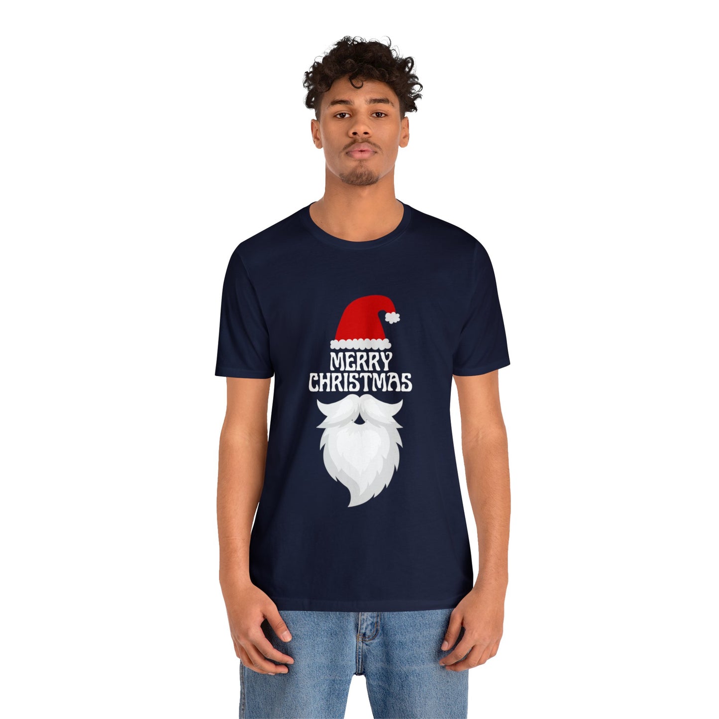 Merry Christmas Bearded Santa Unisex Jersey Short Sleeve Tee