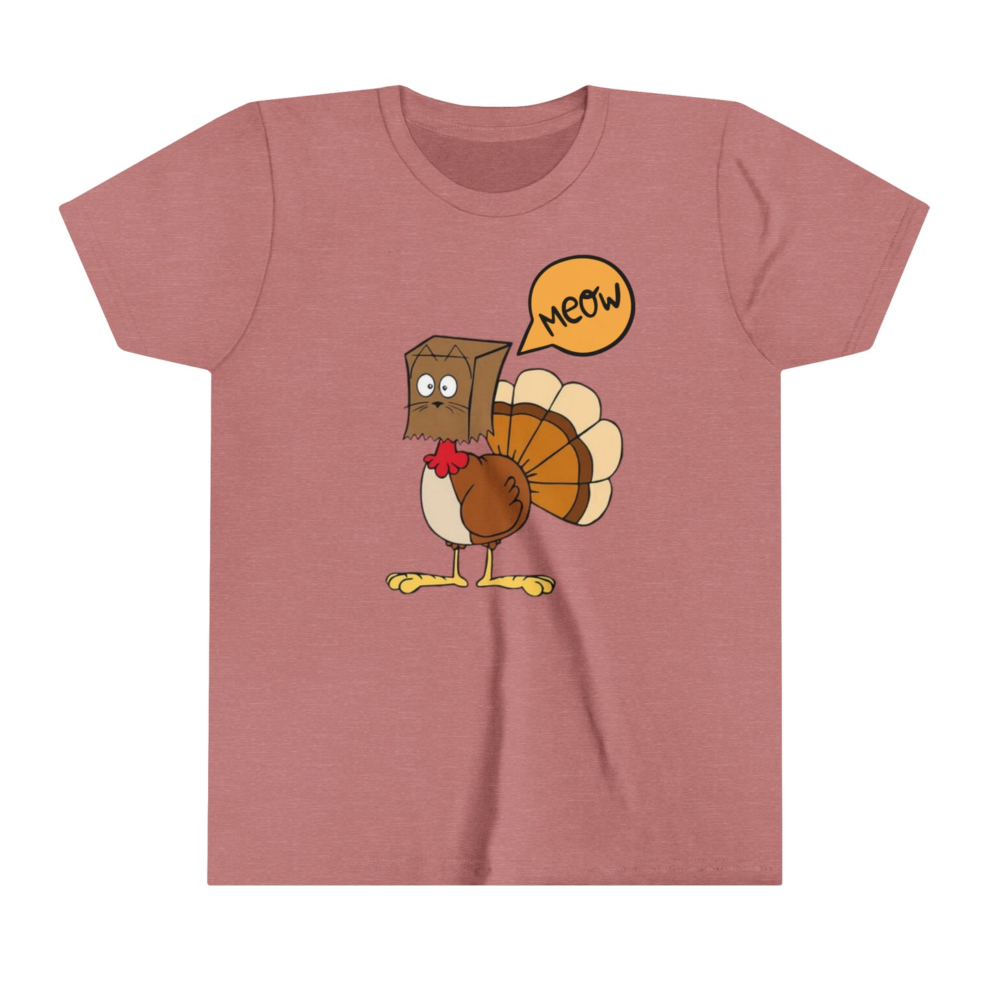 Thanksgiving Funny Turkey Meowing Youth Short Sleeve Tee