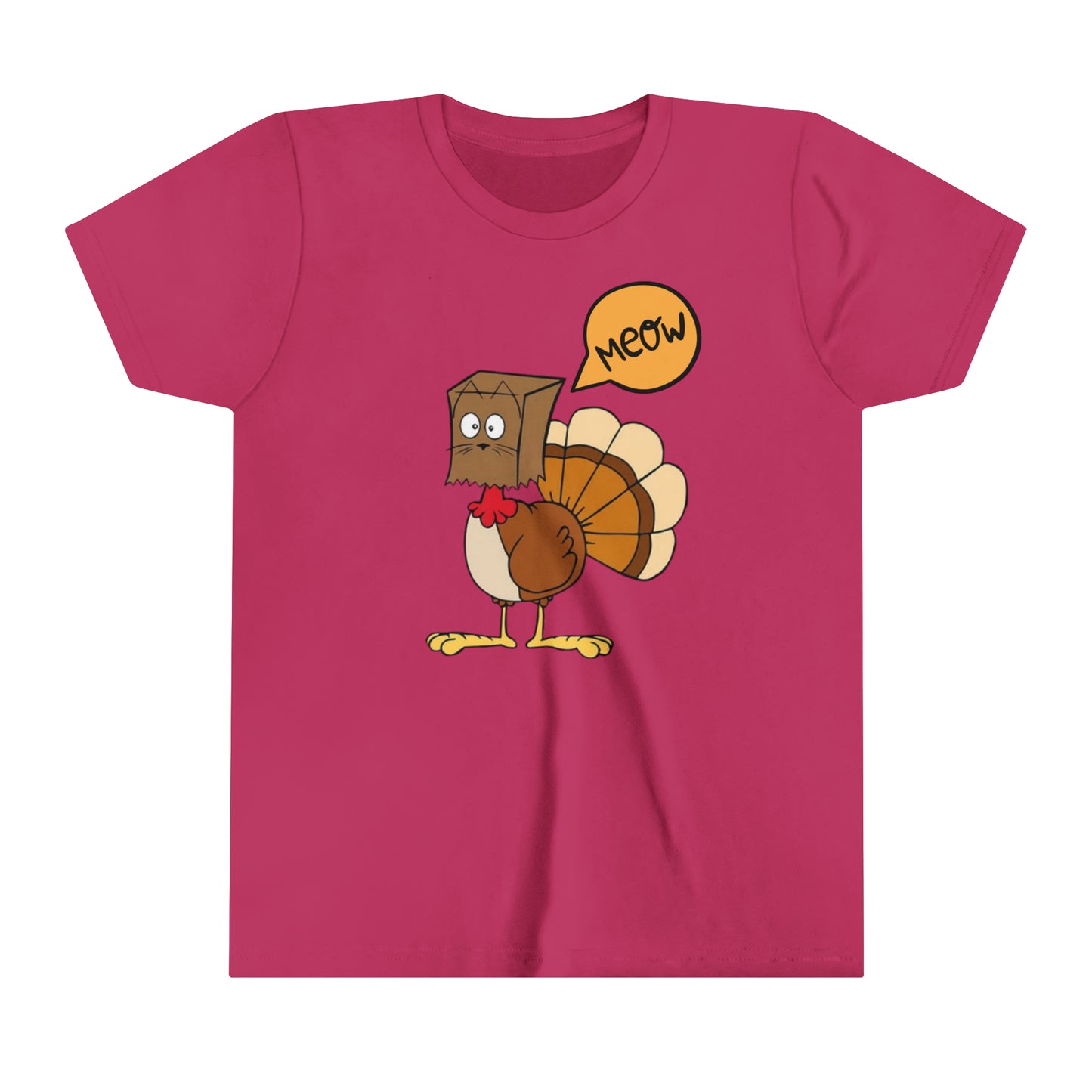Thanksgiving Funny Turkey Meowing Youth Short Sleeve Tee