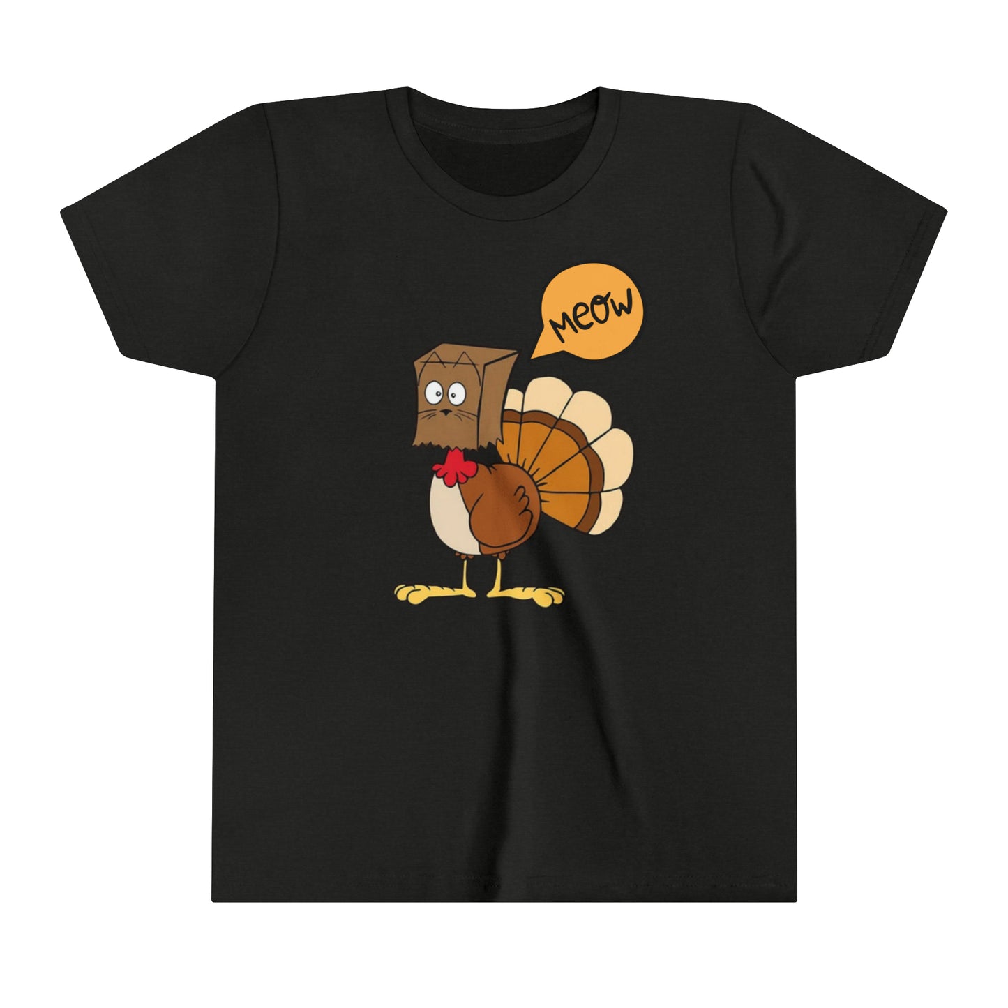 Thanksgiving Funny Turkey Meowing Youth Short Sleeve Tee