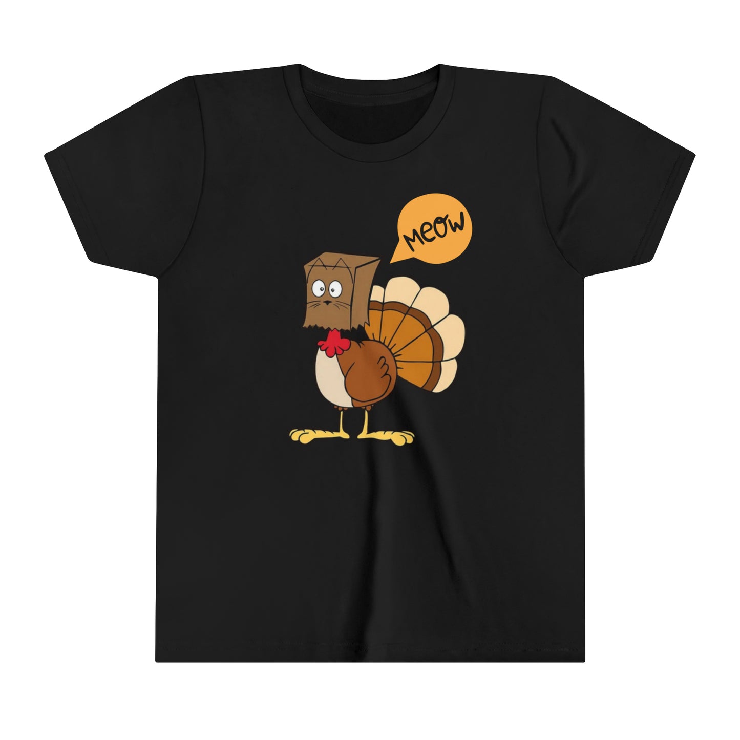 Thanksgiving Funny Turkey Meowing Youth Short Sleeve Tee