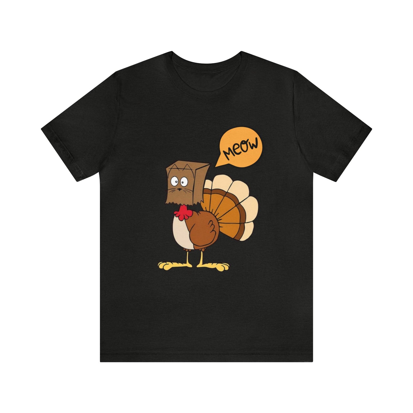 Thanksgiving Funny Turkey Cat Unisex Jersey Short Sleeve Tee