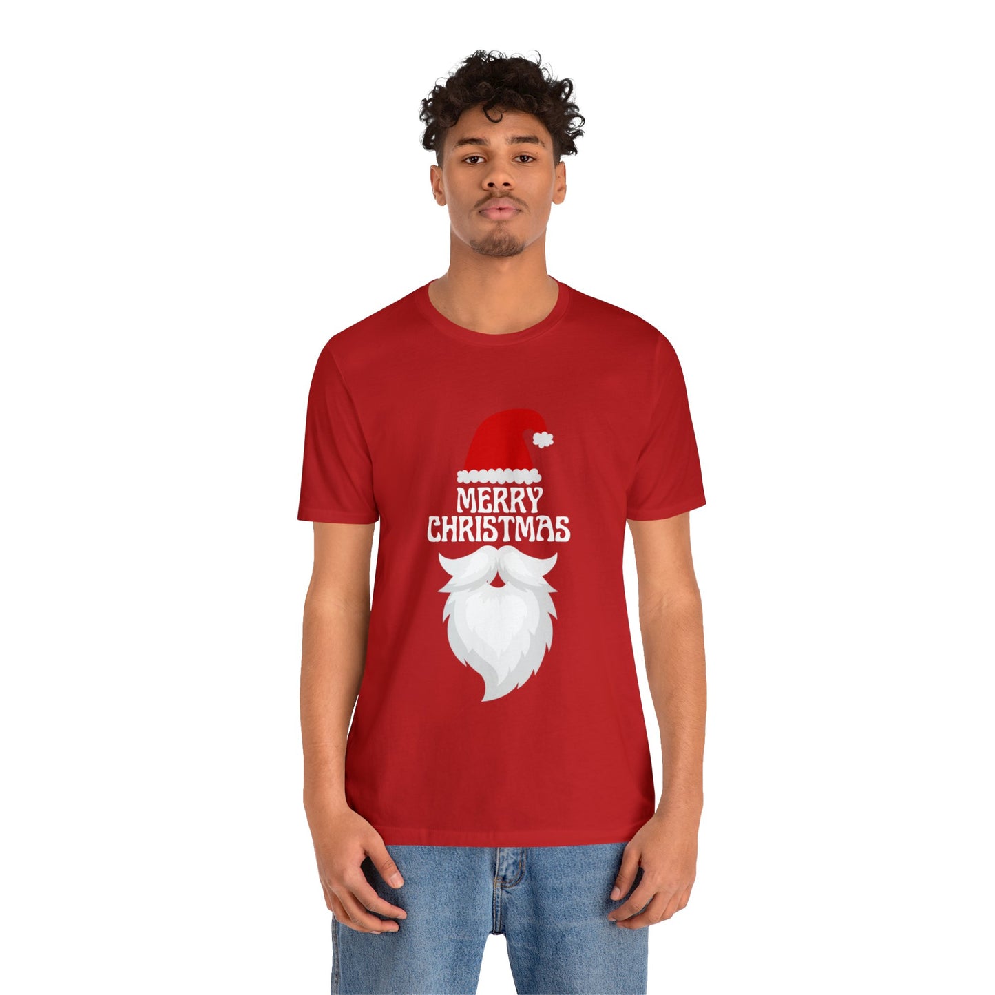 Merry Christmas Bearded Santa Unisex Jersey Short Sleeve Tee