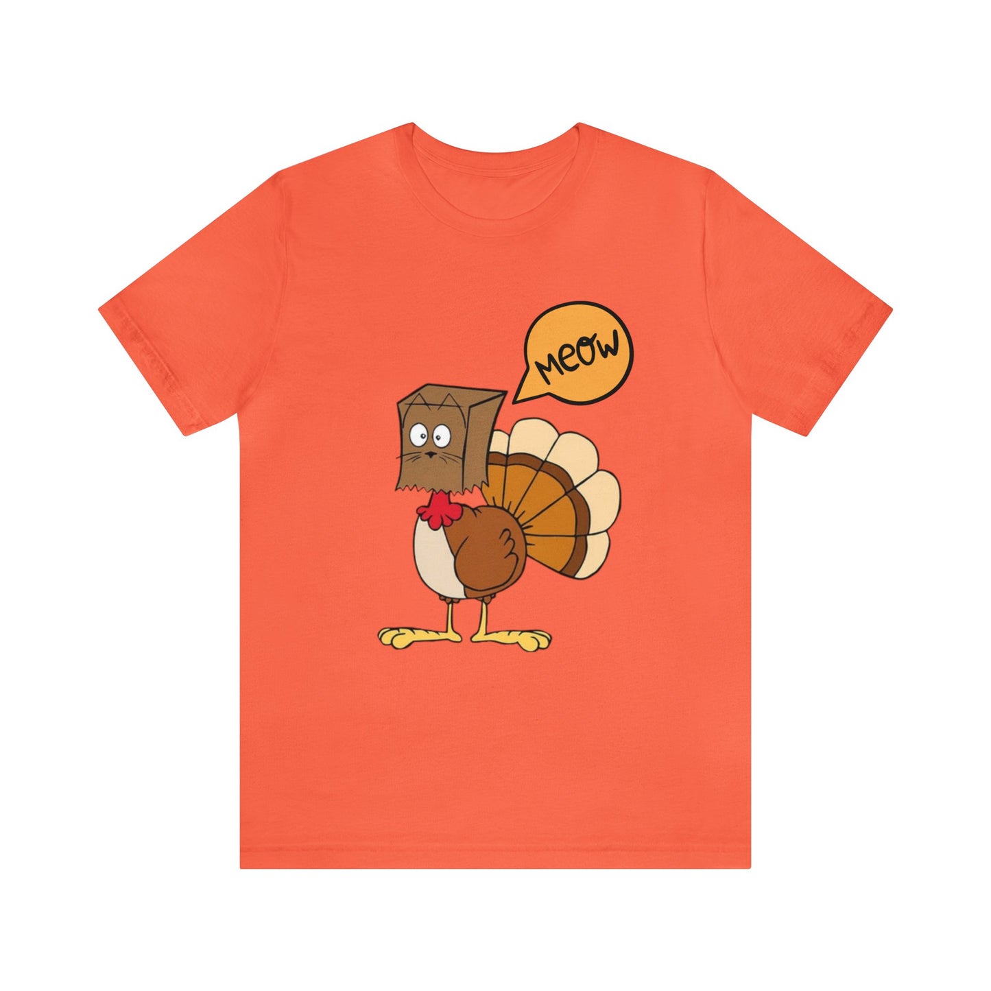 Thanksgiving Funny Turkey Cat Unisex Jersey Short Sleeve Tee
