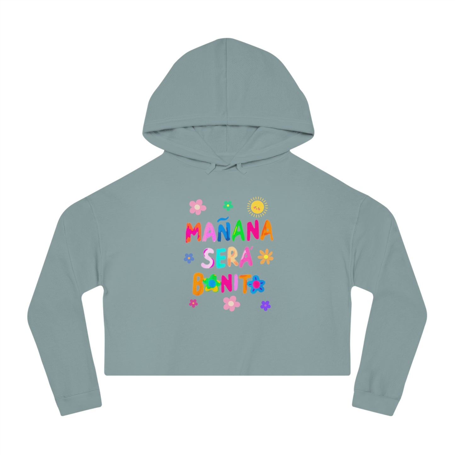 Mañana Sera Bonito - Womens Cropped Hooded Sweatshirt