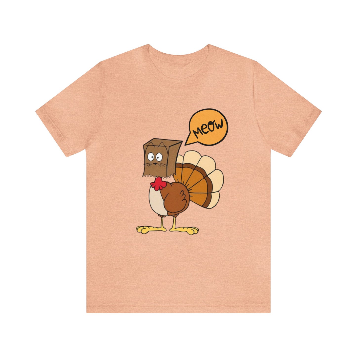 Thanksgiving Funny Turkey Cat Unisex Jersey Short Sleeve Tee