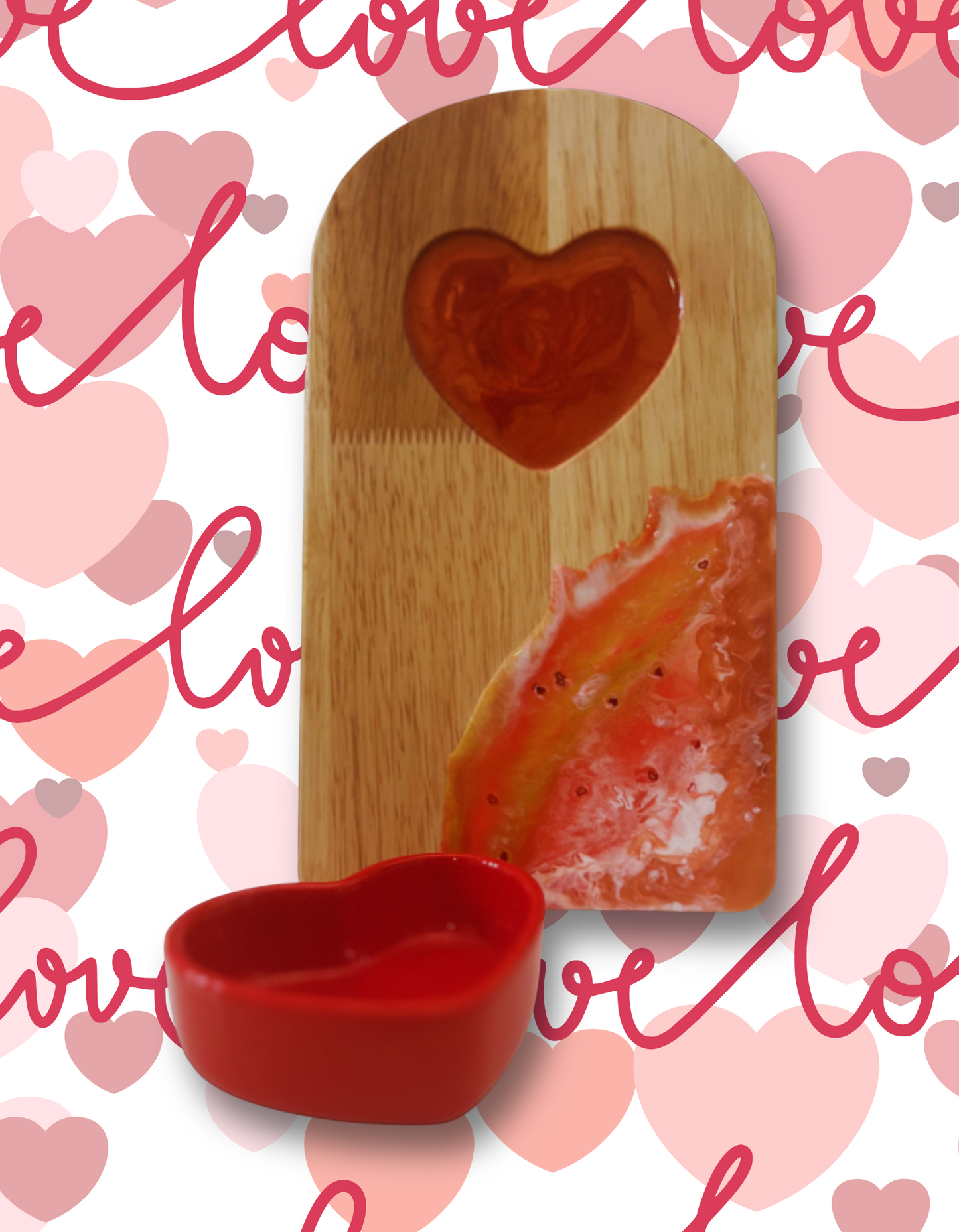 Valentine's Day Charcuterie Board Set with heart shaped serving bowl