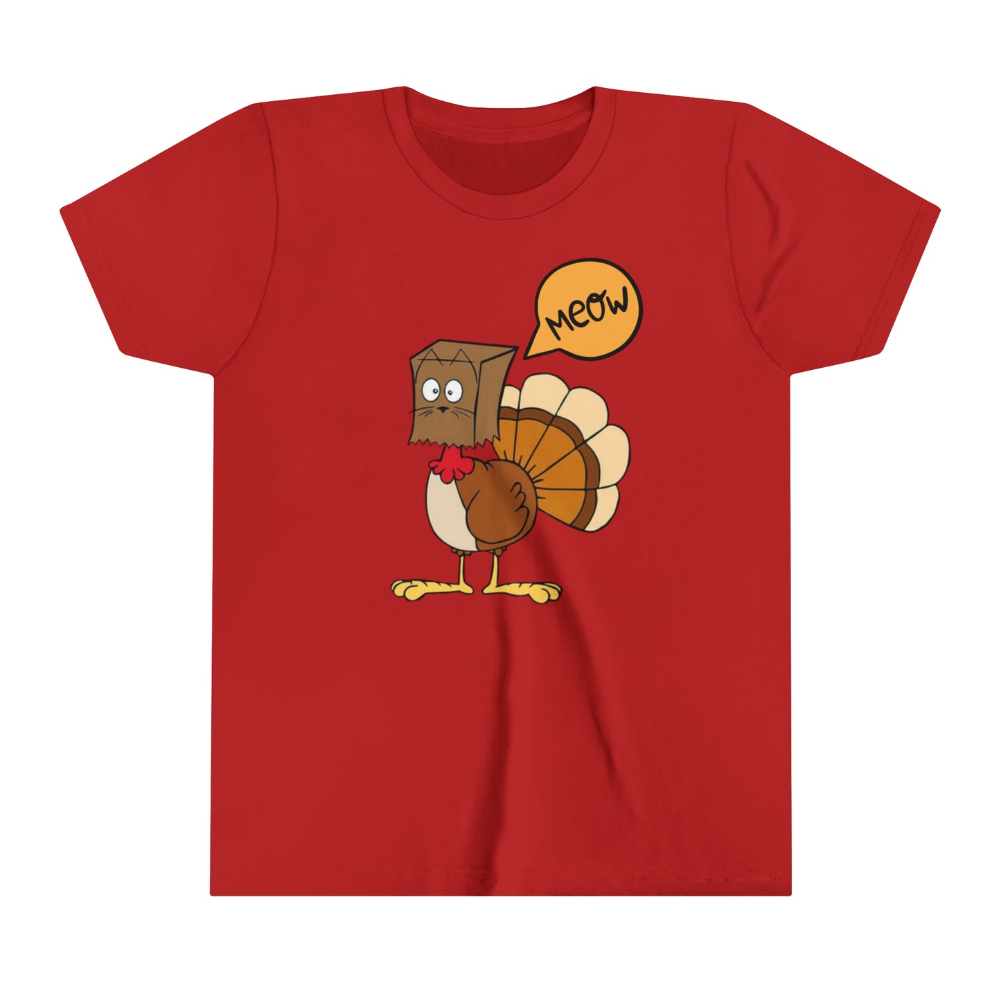 Thanksgiving Funny Turkey Meowing Youth Short Sleeve Tee
