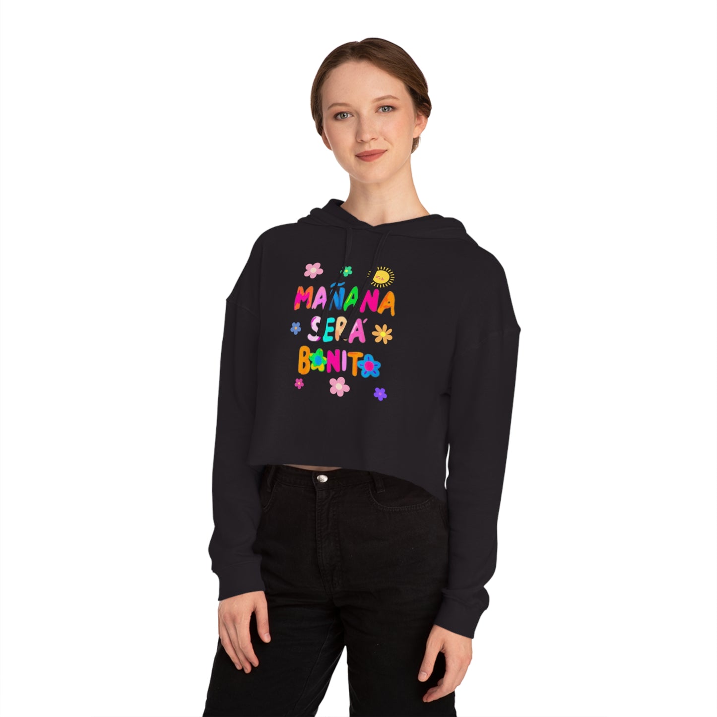 Mañana Sera Bonito - Womens Cropped Hooded Sweatshirt