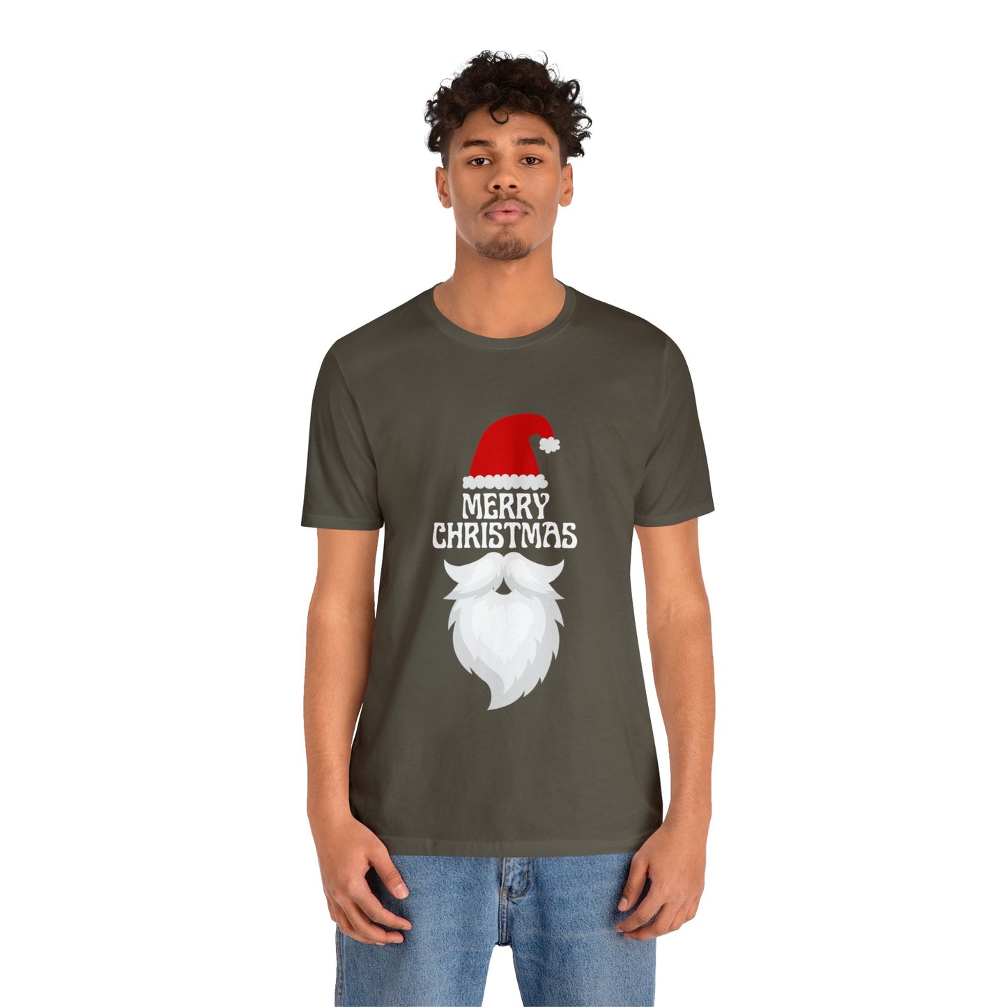 Merry Christmas Bearded Santa Unisex Jersey Short Sleeve Tee