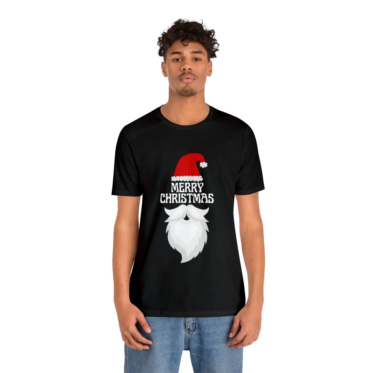Merry Christmas Bearded Santa Unisex Jersey Short Sleeve Tee