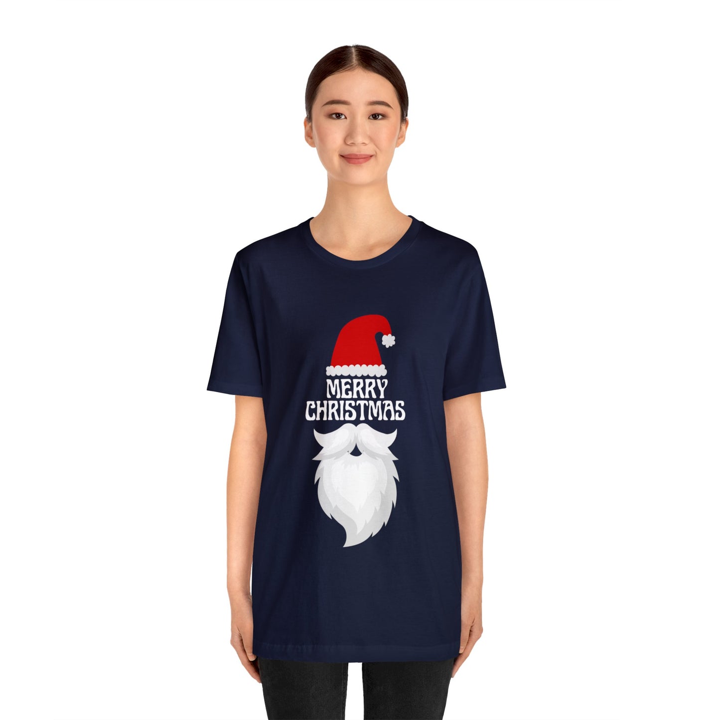 Merry Christmas Bearded Santa Unisex Jersey Short Sleeve Tee