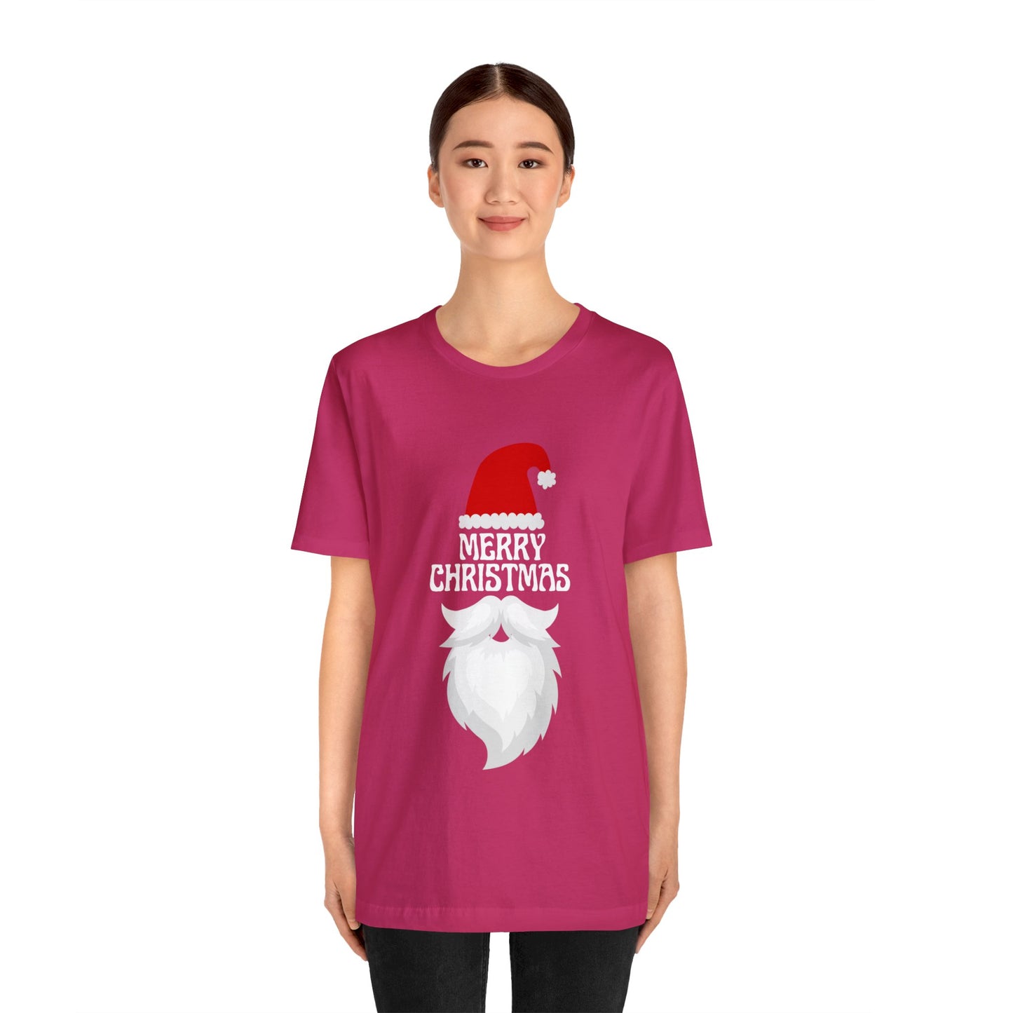 Merry Christmas Bearded Santa Unisex Jersey Short Sleeve Tee