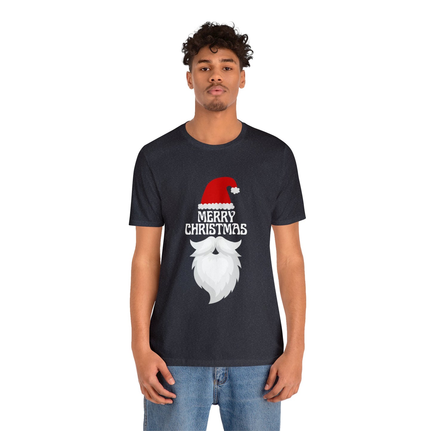 Merry Christmas Bearded Santa Unisex Jersey Short Sleeve Tee
