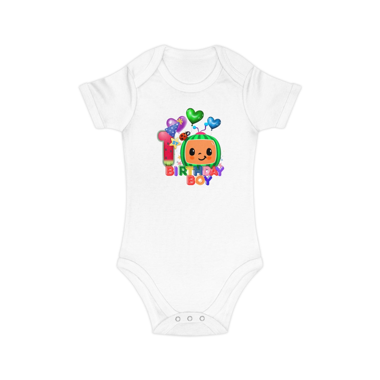 Cocomelon 1st Birthday Boy Combed Cotton Baby Bodysuit