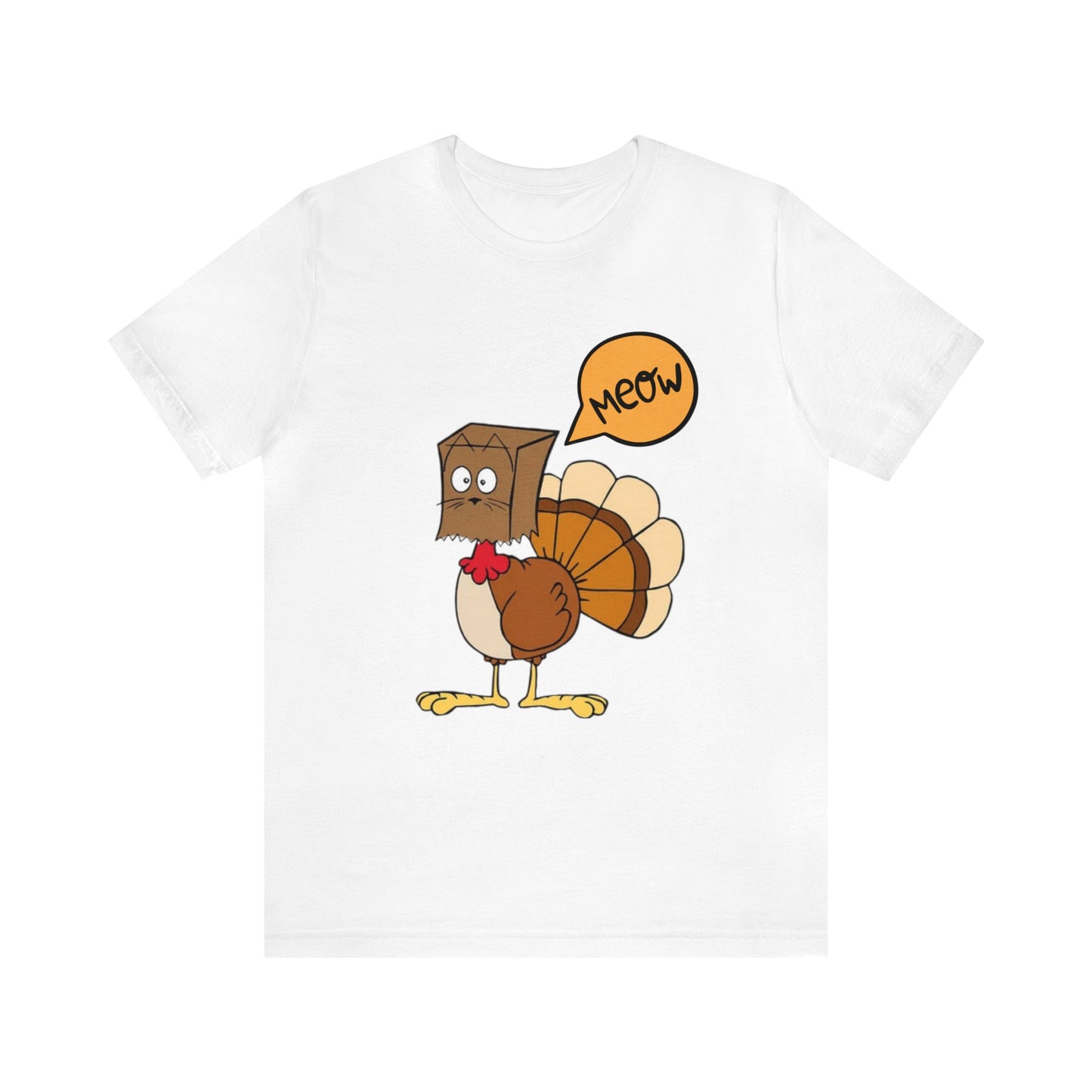 Thanksgiving Funny Turkey Cat Unisex Jersey Short Sleeve Tee