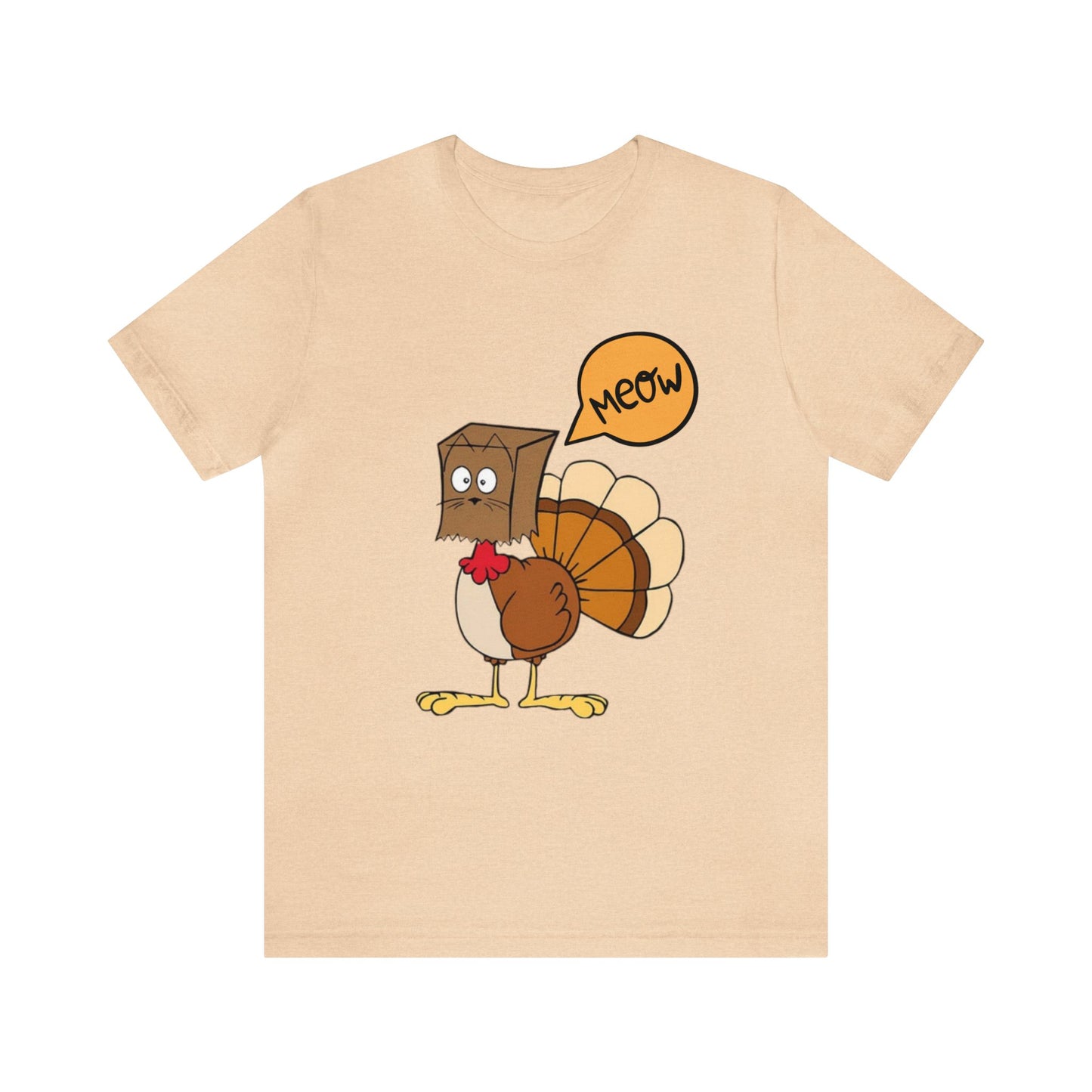Thanksgiving Funny Turkey Cat Unisex Jersey Short Sleeve Tee