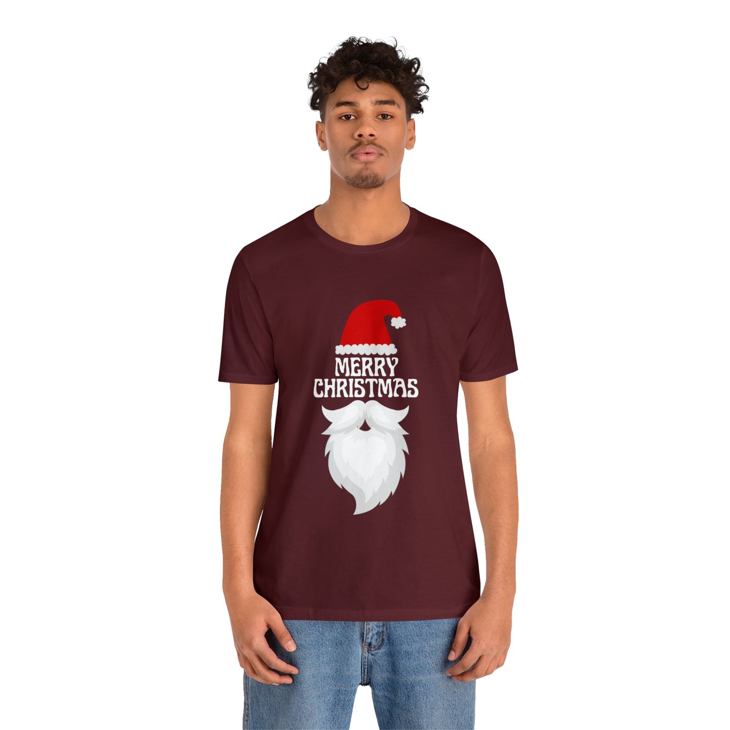 Merry Christmas Bearded Santa Unisex Jersey Short Sleeve Tee