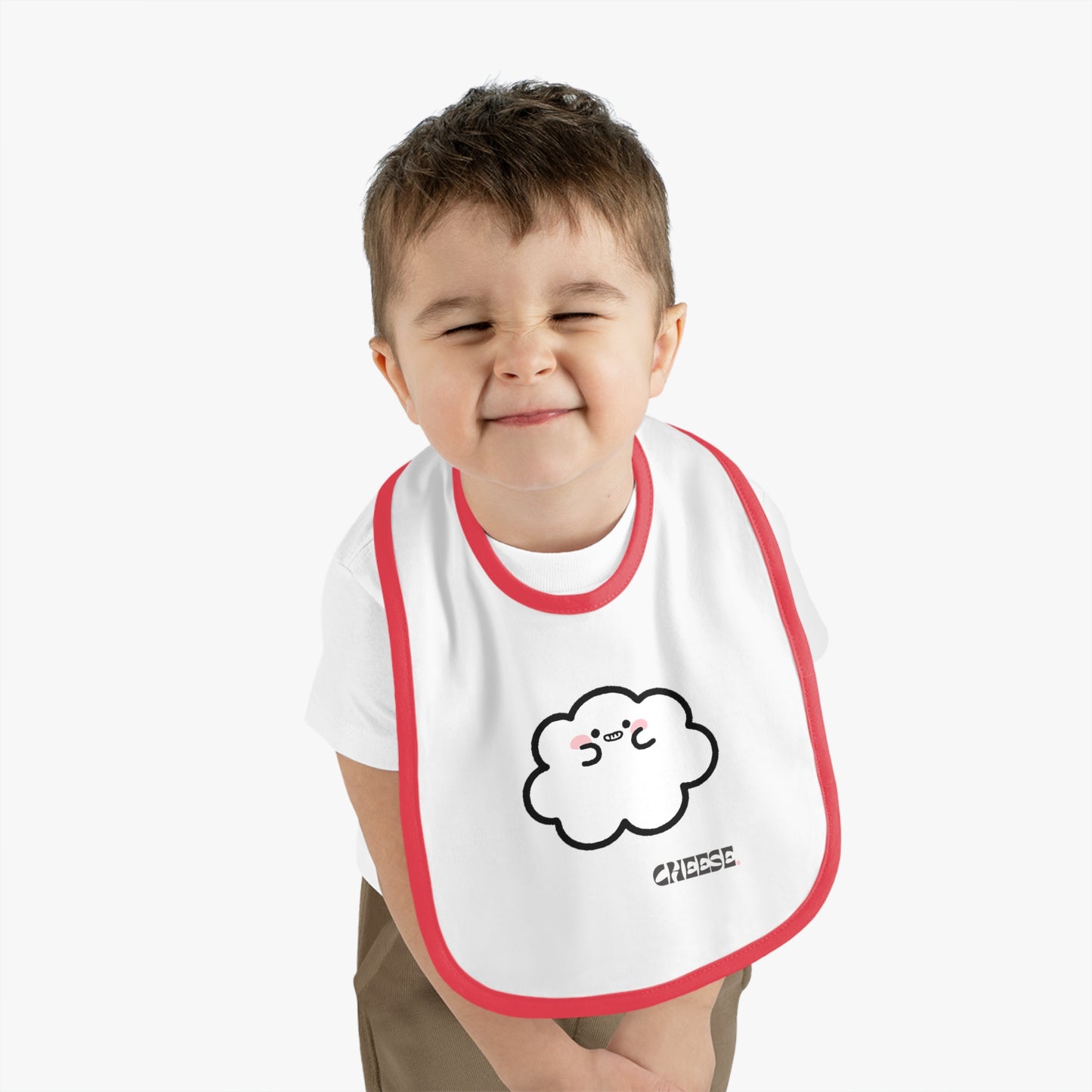 Cheese- Cumulo Cuties Baby Contrast Trim Jersey Bib