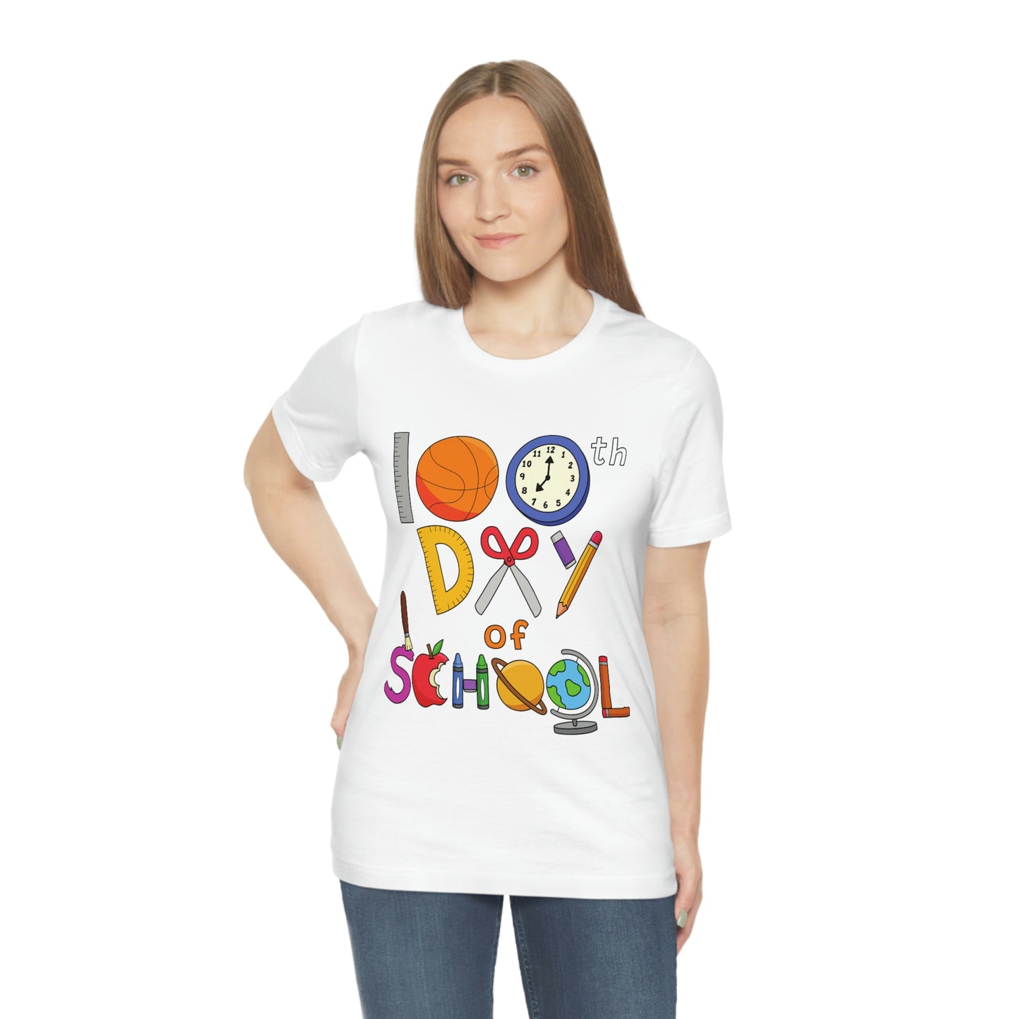 100th Day of School Teacher T- Shirt - Unisex Jersey Short Sleeve Tee