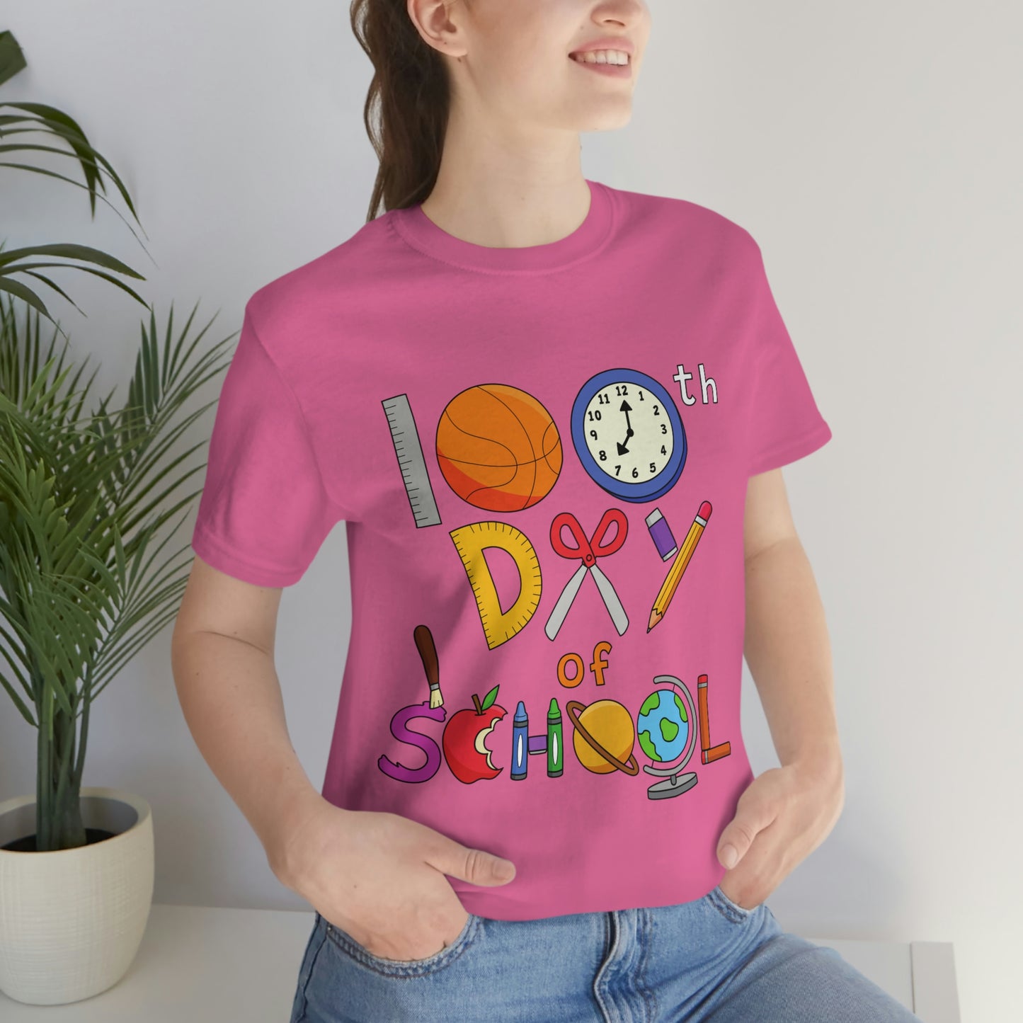 100th Day of School Teacher T- Shirt - Unisex Jersey Short Sleeve Tee