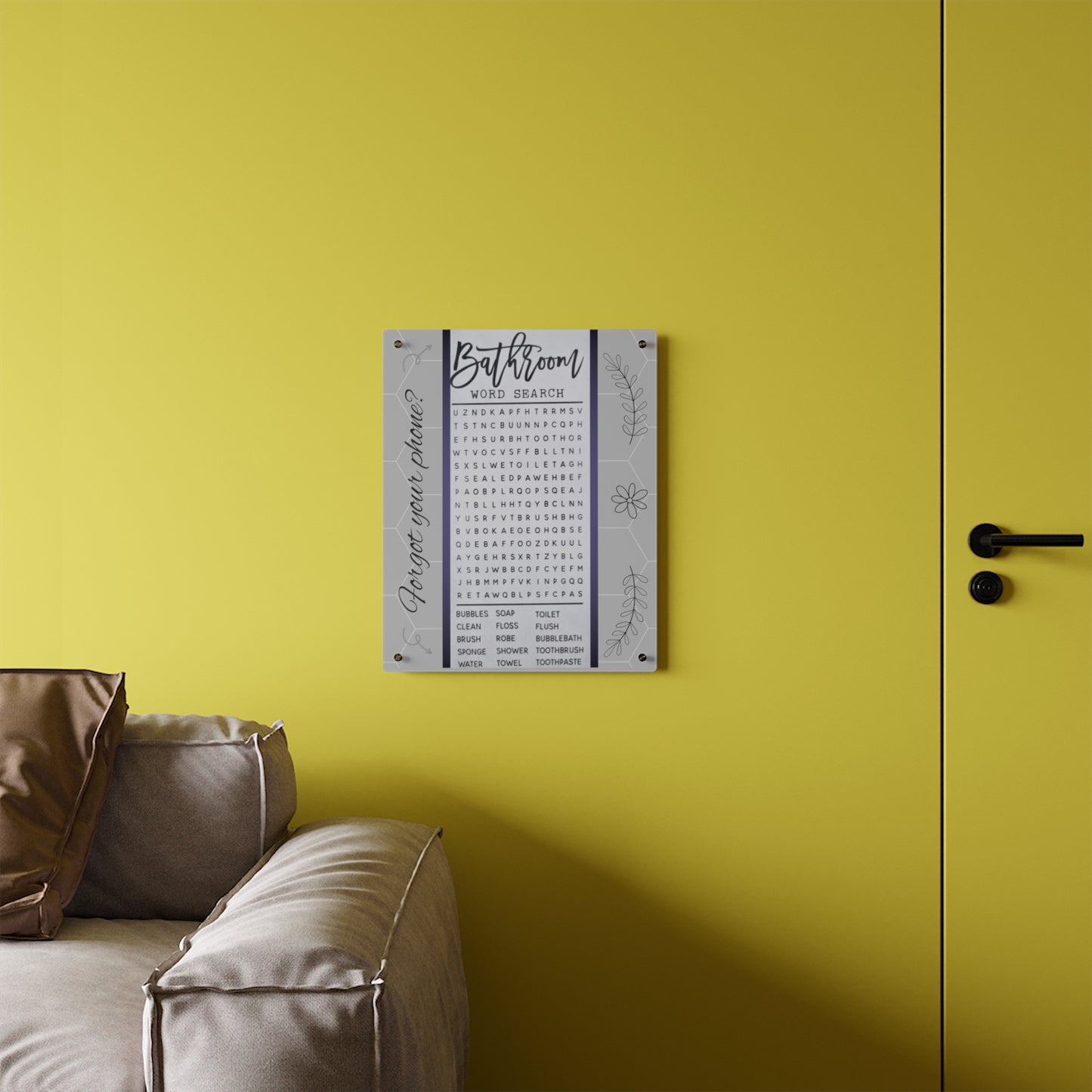 Bathroom Word Search - Acrylic Wall Art Panels