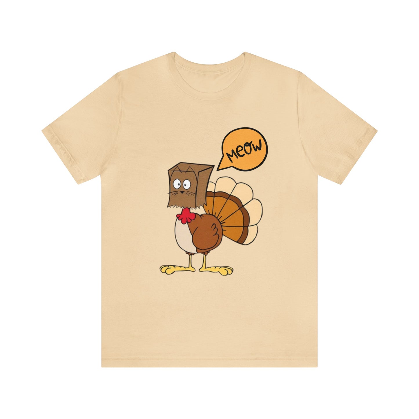 Thanksgiving Funny Turkey Cat Unisex Jersey Short Sleeve Tee