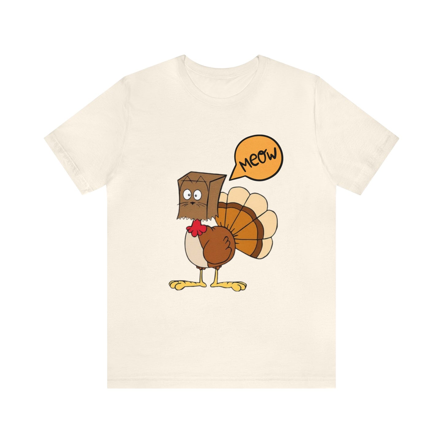 Thanksgiving Funny Turkey Cat Unisex Jersey Short Sleeve Tee