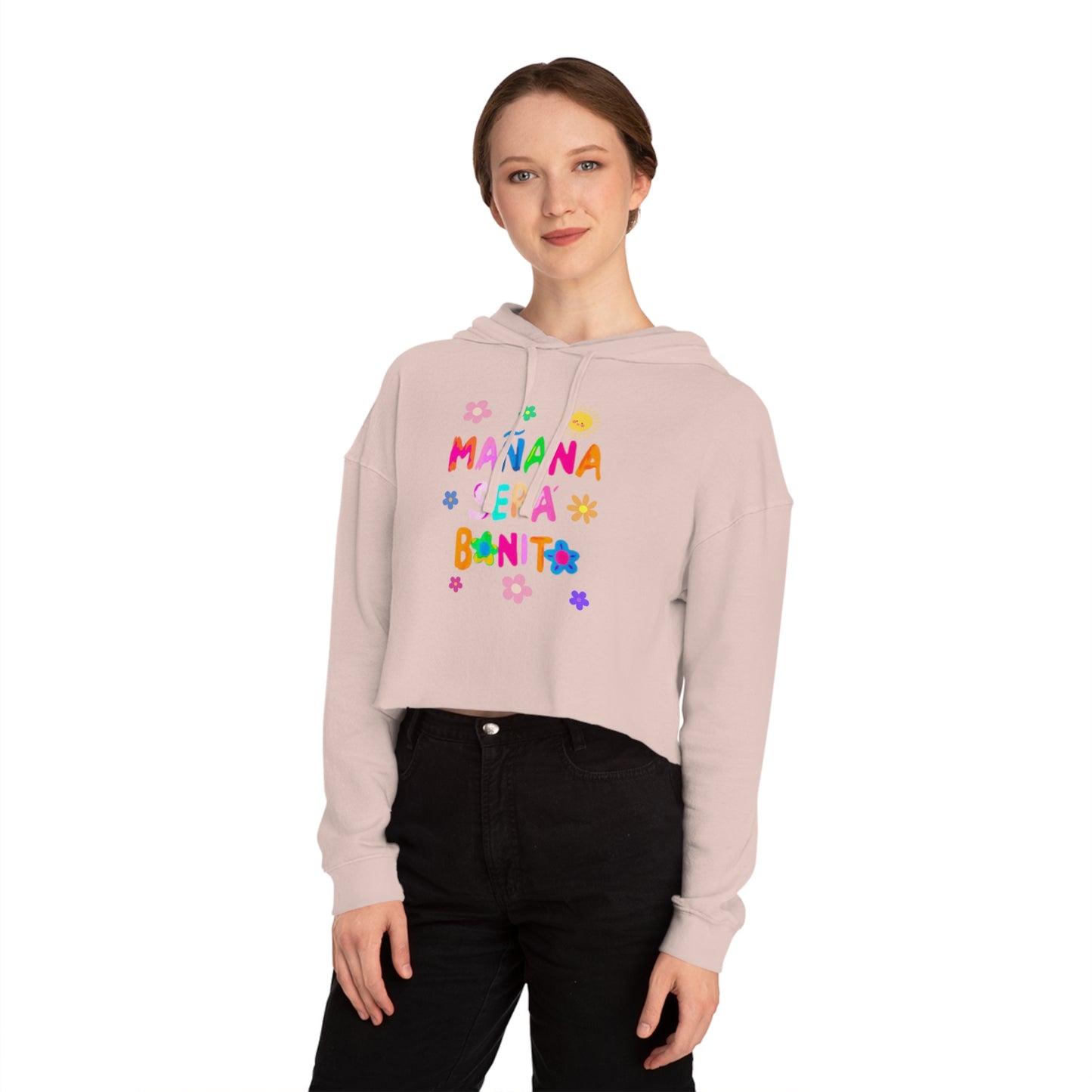 Mañana Sera Bonito - Womens Cropped Hooded Sweatshirt