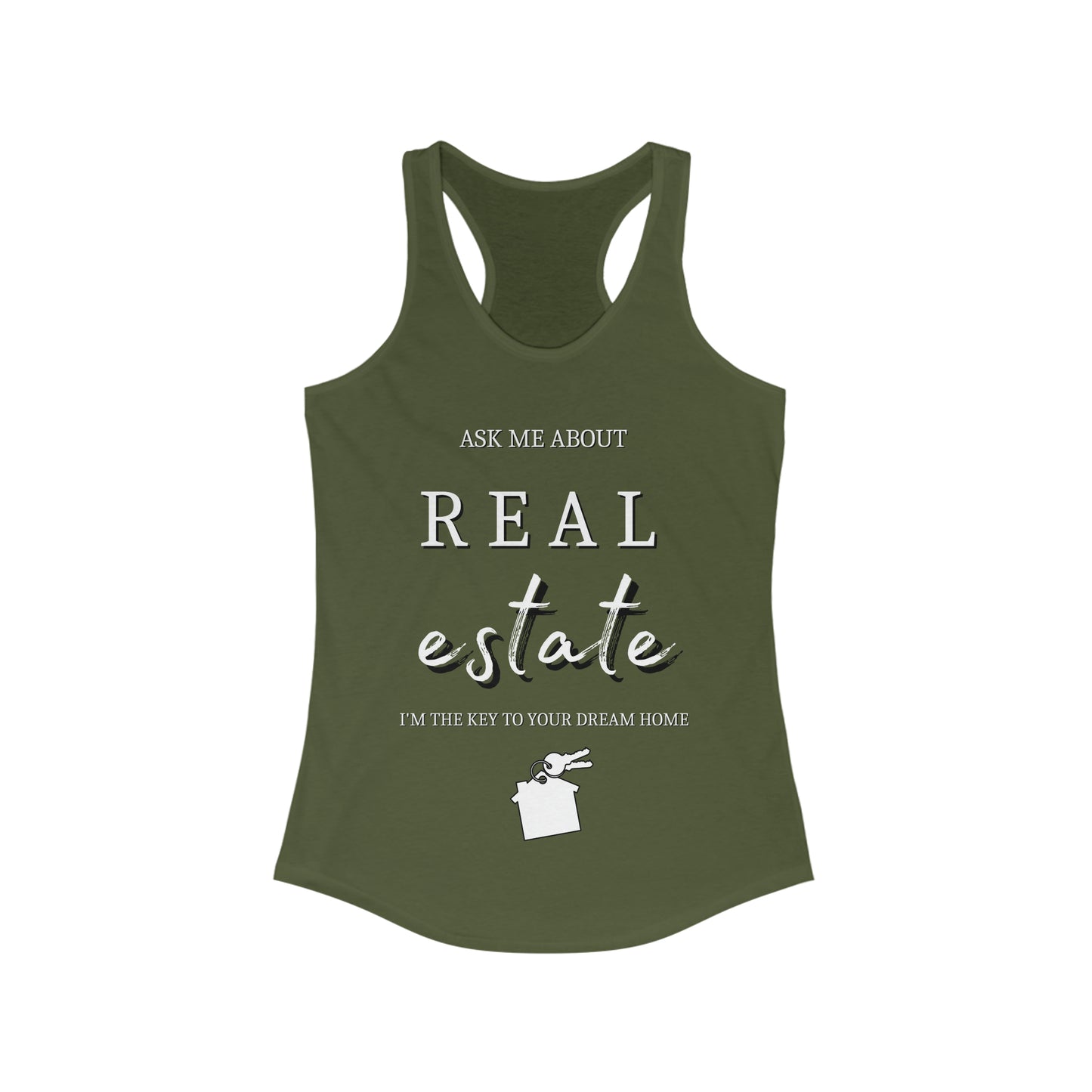 Ask Me about Real Estate - Women's Ideal Racerback Tank
