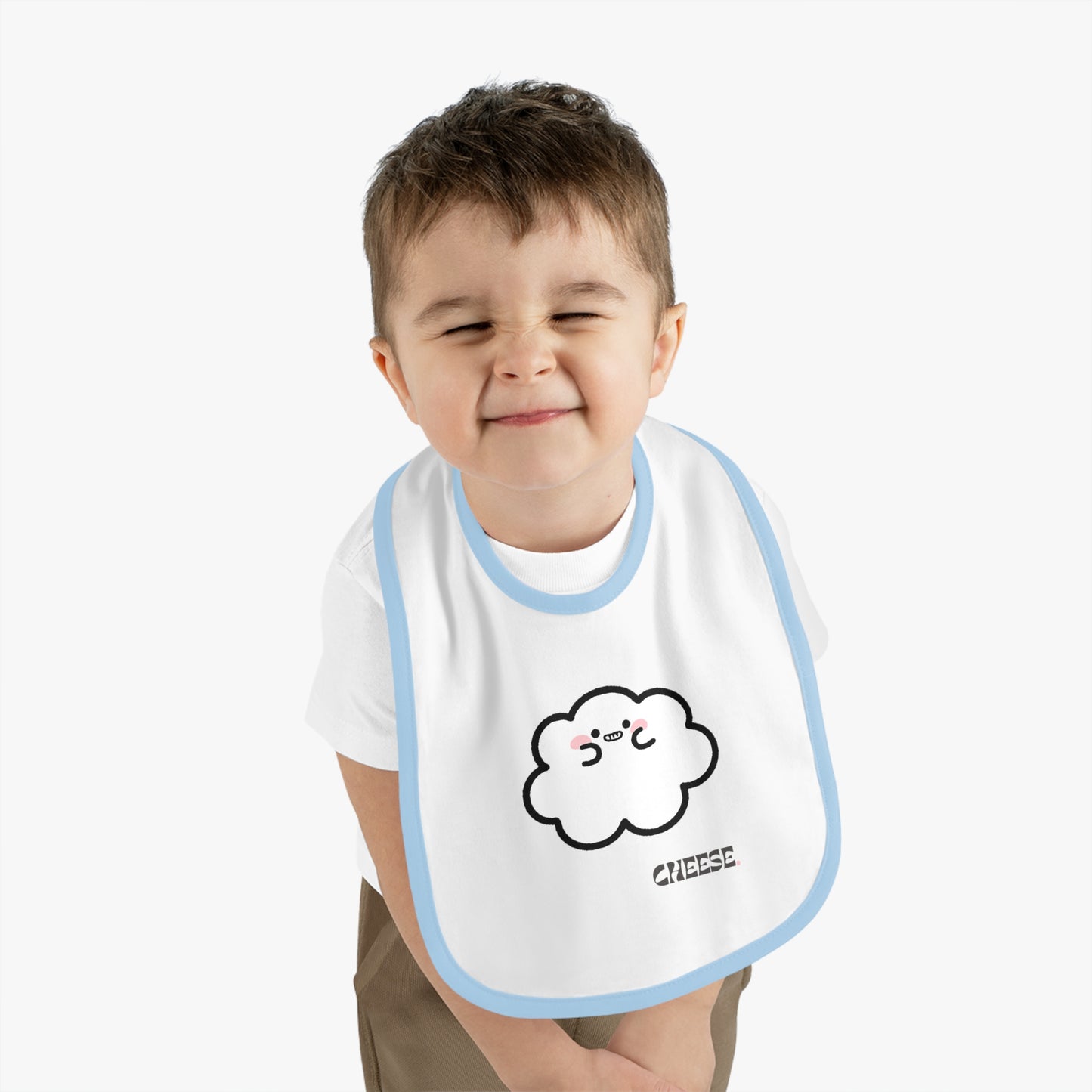 Cheese- Cumulo Cuties Baby Contrast Trim Jersey Bib