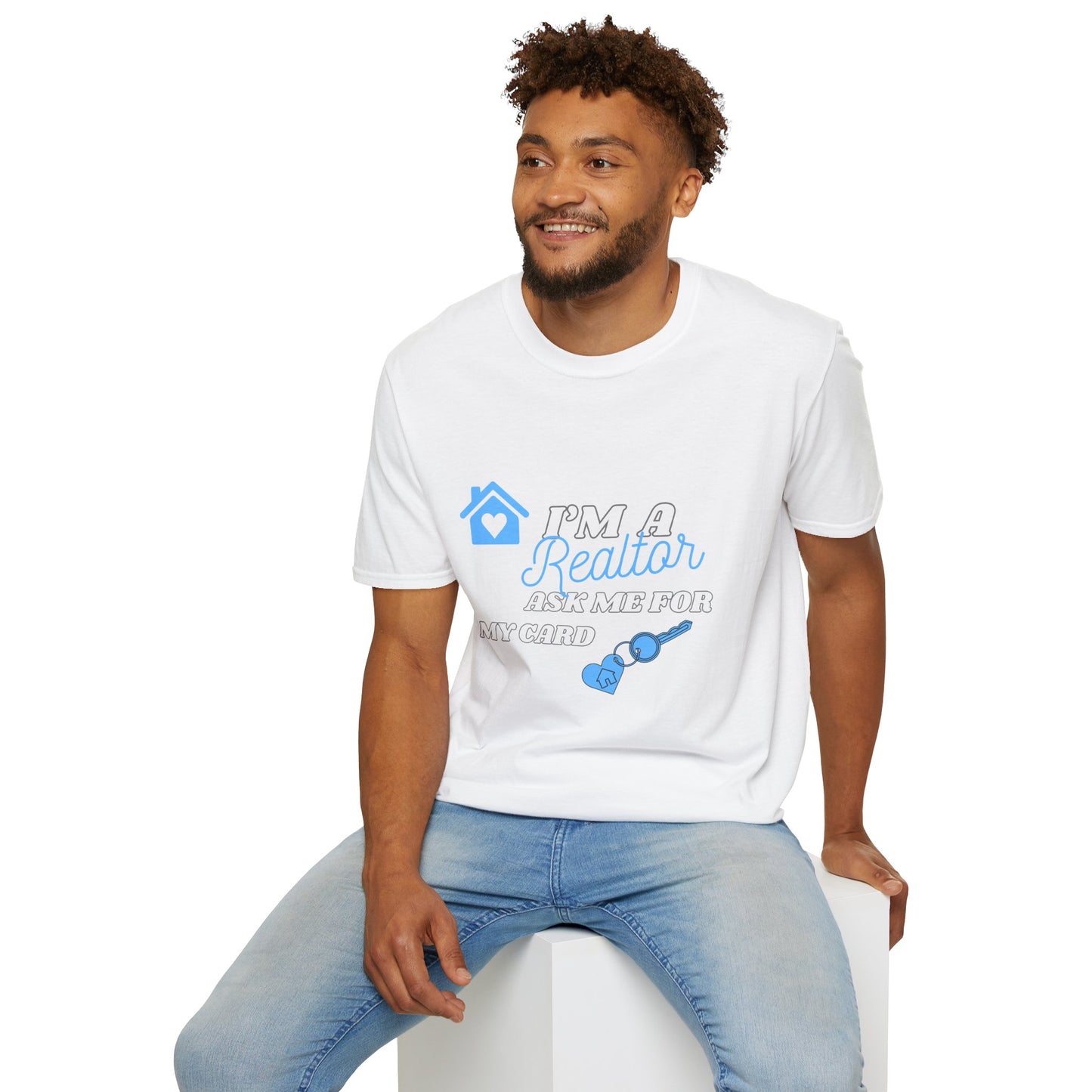 Realtor T-Shirt - Ask me for my card ( light blue)