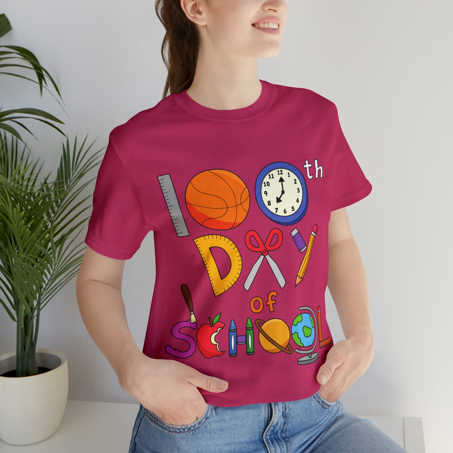 100th Day of School Teacher T- Shirt - Unisex Jersey Short Sleeve Tee