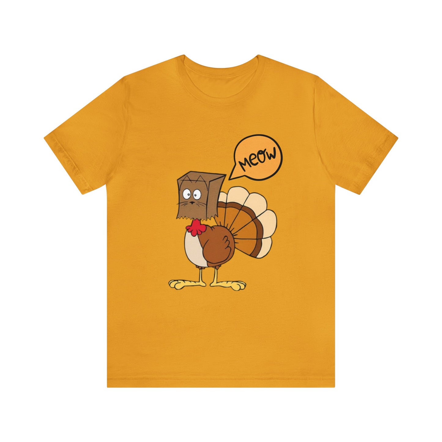 Thanksgiving Funny Turkey Cat Unisex Jersey Short Sleeve Tee