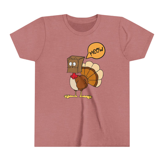 Thanksgiving Funny Turkey Meowing Youth Short Sleeve Tee