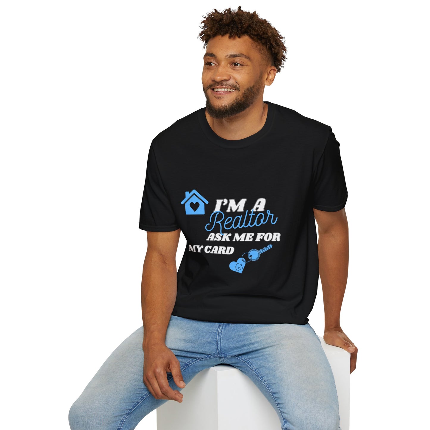 Realtor T-Shirt - Ask me for my card ( light blue)