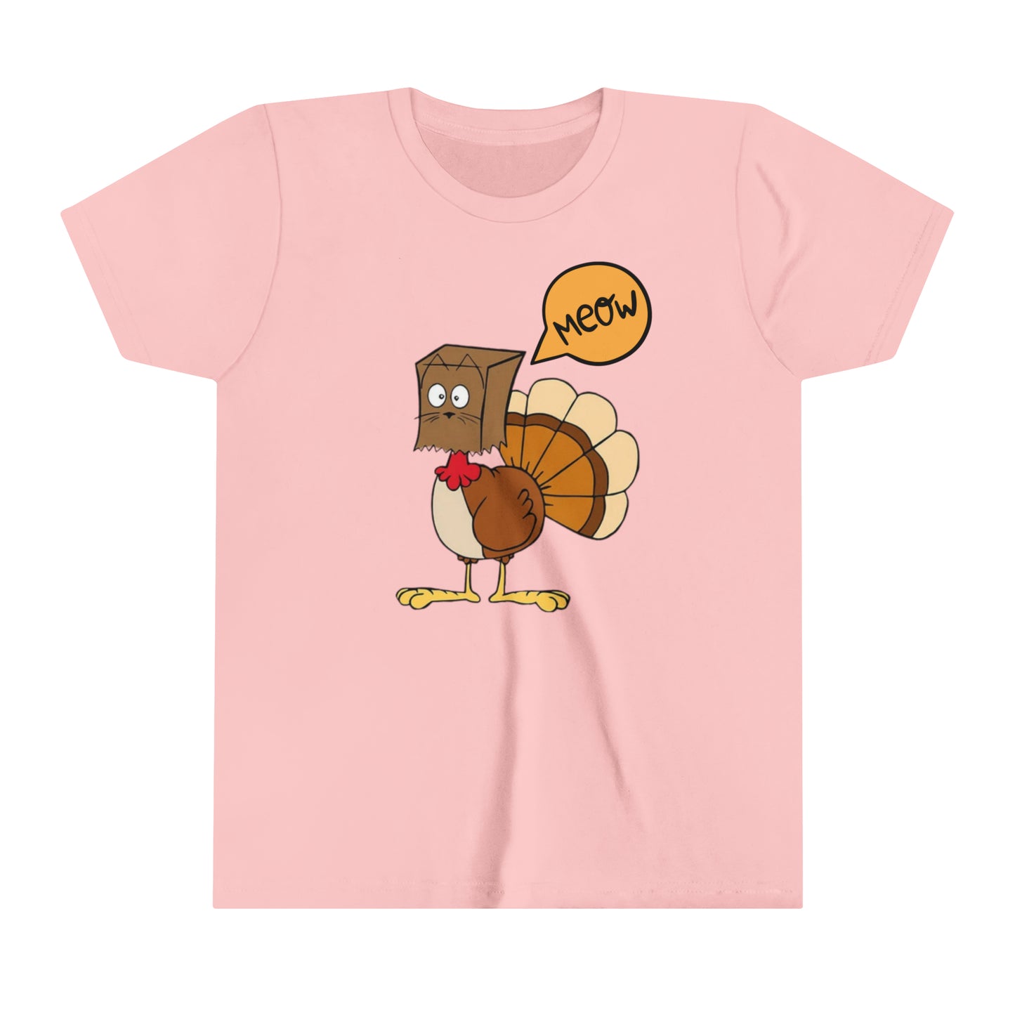 Thanksgiving Funny Turkey Meowing Youth Short Sleeve Tee