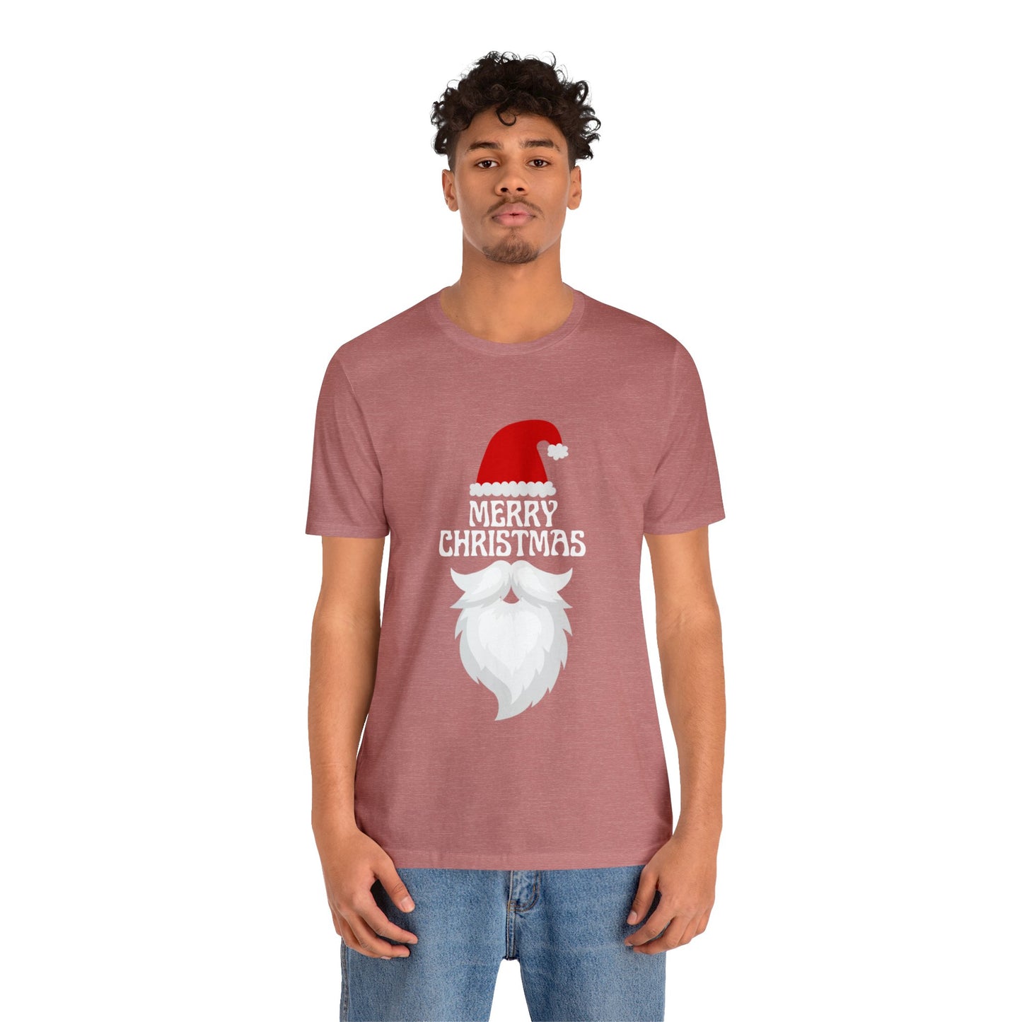 Merry Christmas Bearded Santa Unisex Jersey Short Sleeve Tee