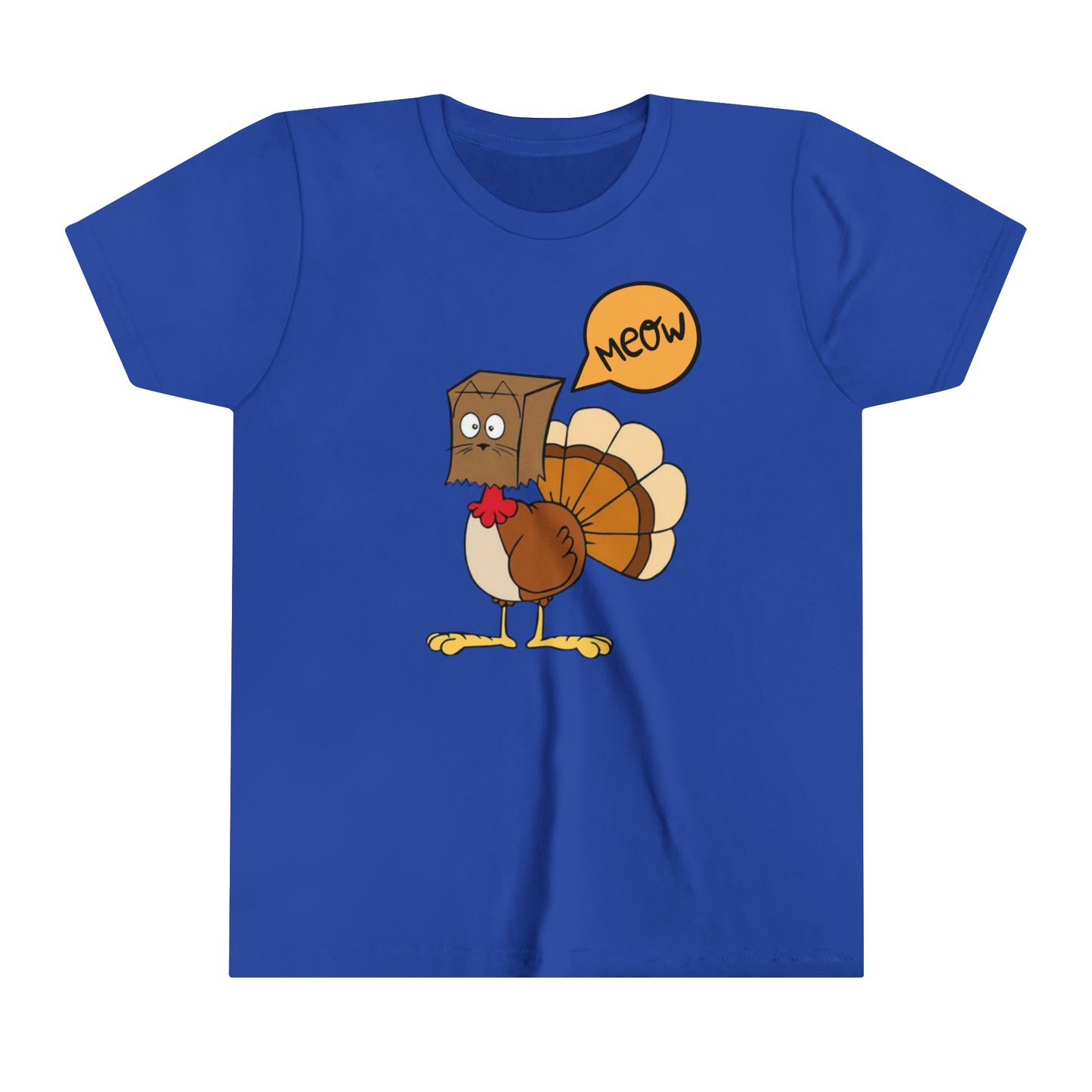 Thanksgiving Funny Turkey Meowing Youth Short Sleeve Tee